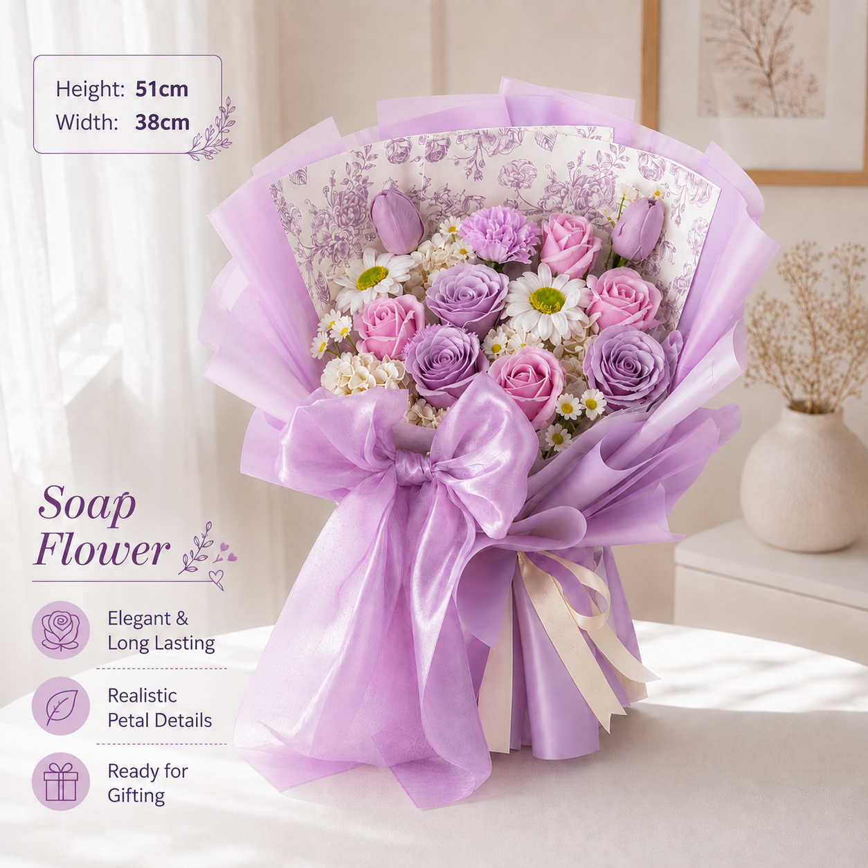 Blooming Bow - Soap Flower Bouquet