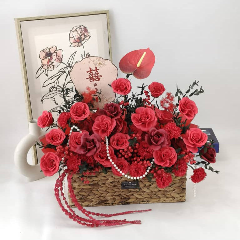 Crimson Prosperity Grand Opening Artificial Flower