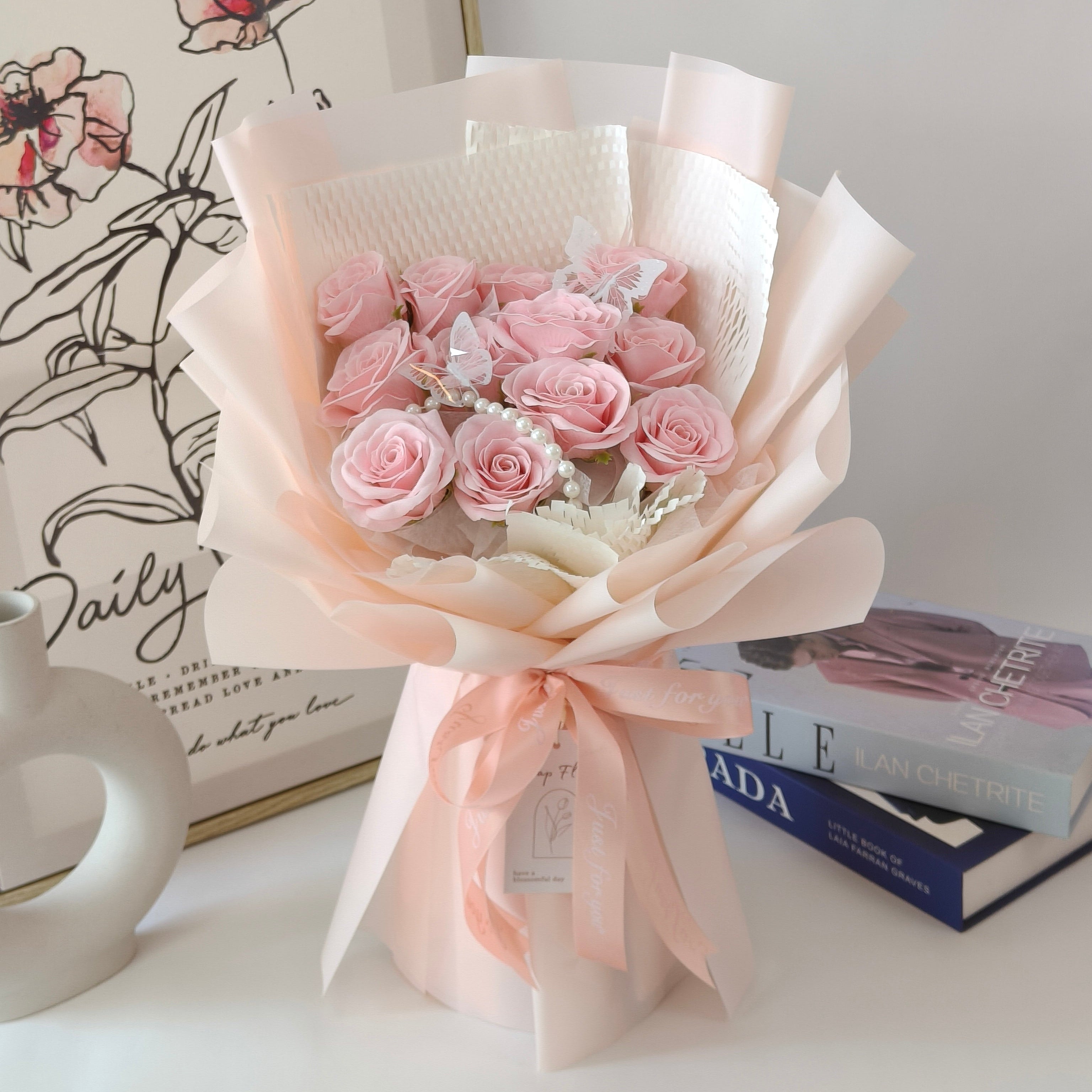 Butterfly Love - Seven Layer Soap Flower Bouquet