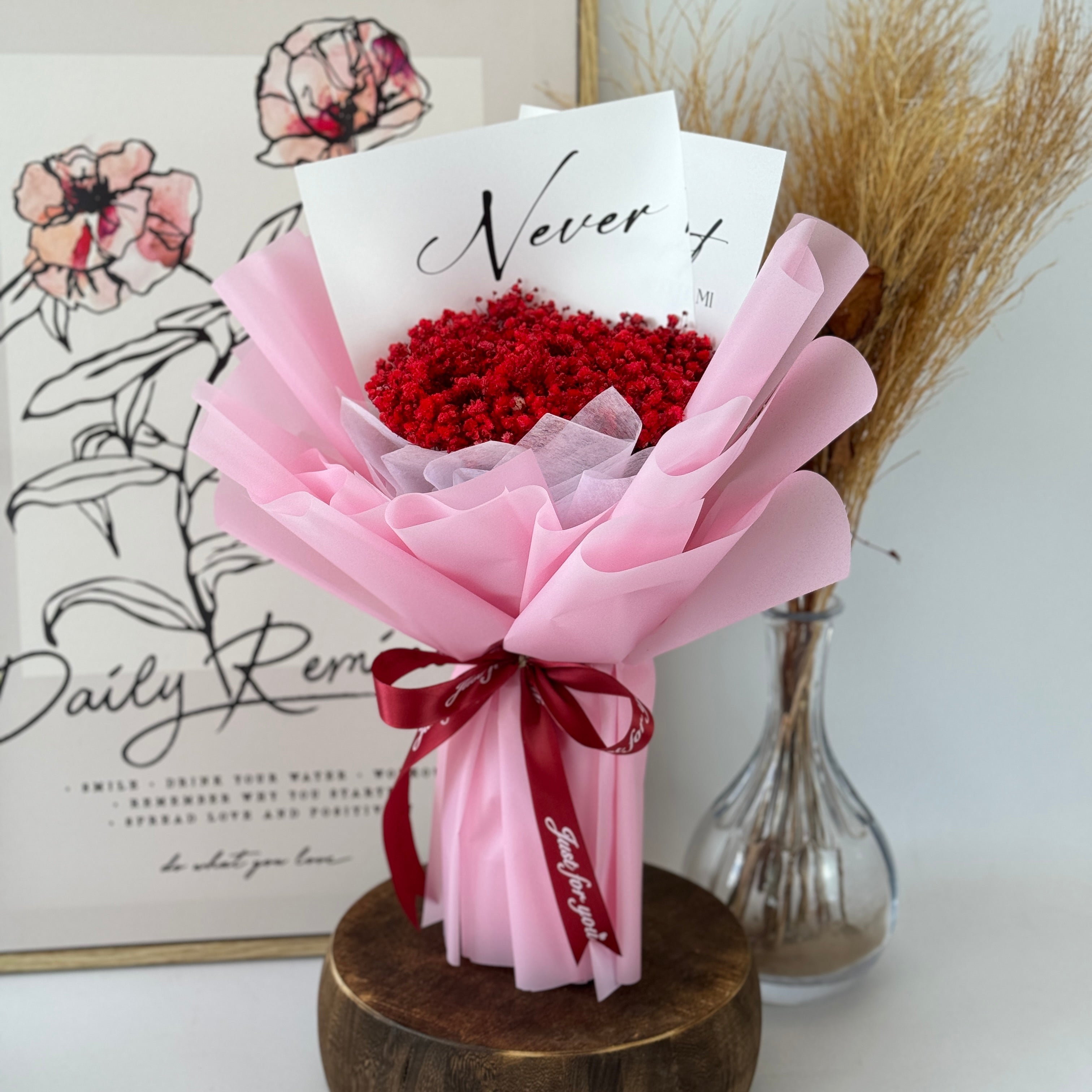 Affectionate Whisper - Preserved Flower Bouquet-Preserved Flower-S-Red-DeFairy Tales