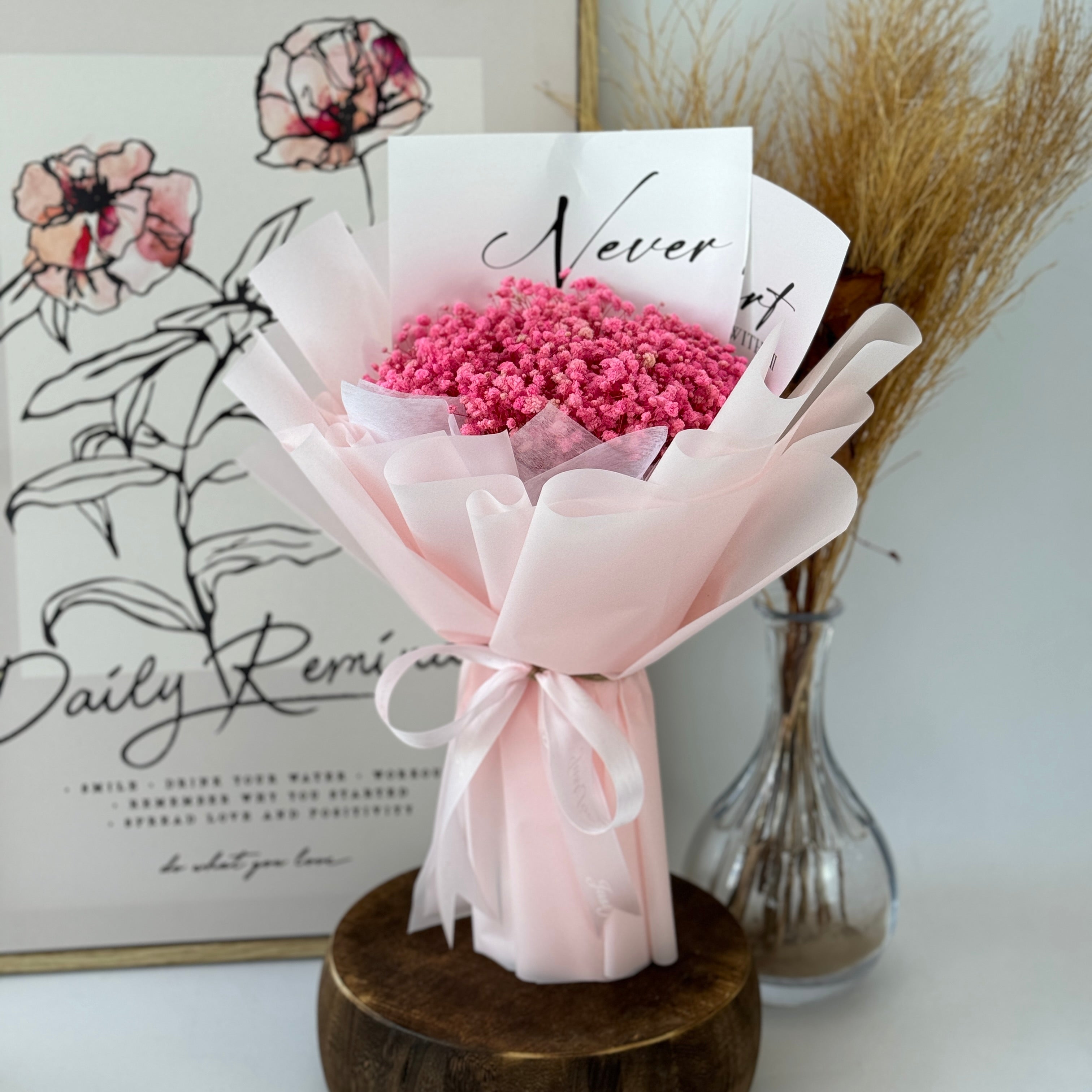Affectionate Whisper - Preserved Flower Bouquet-Preserved Flower-S-Pink-DeFairy Tales