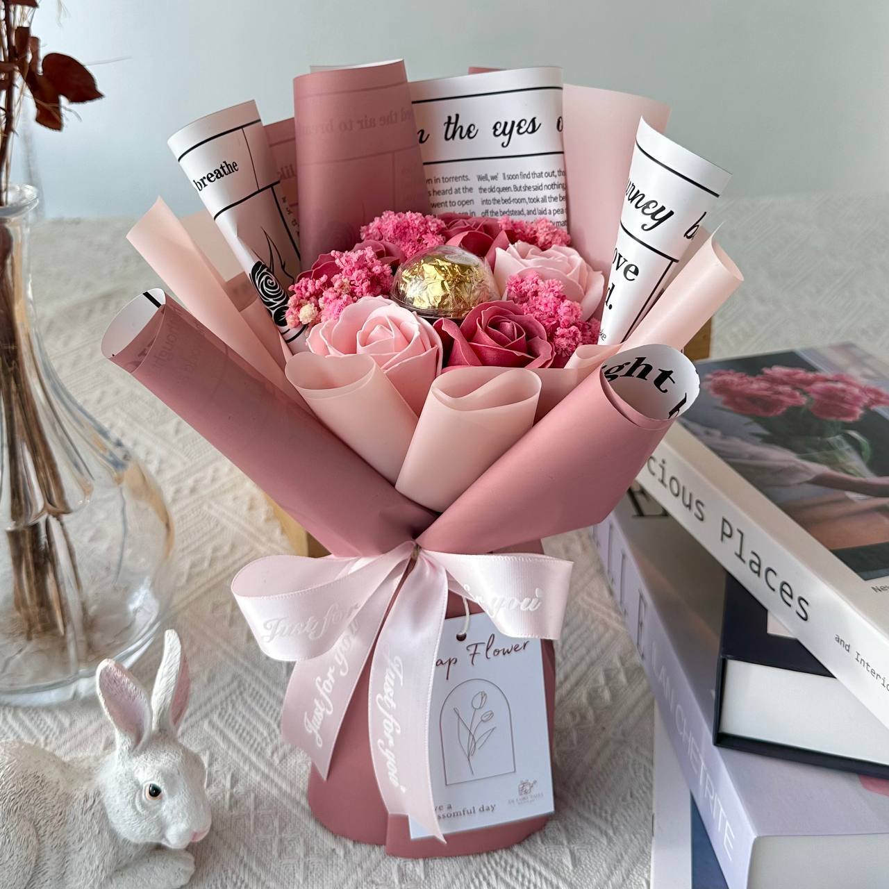 Amour - Soap Flower Bouquet-Soap Flower-5 stalks-Pink-3-DeFairy Tales