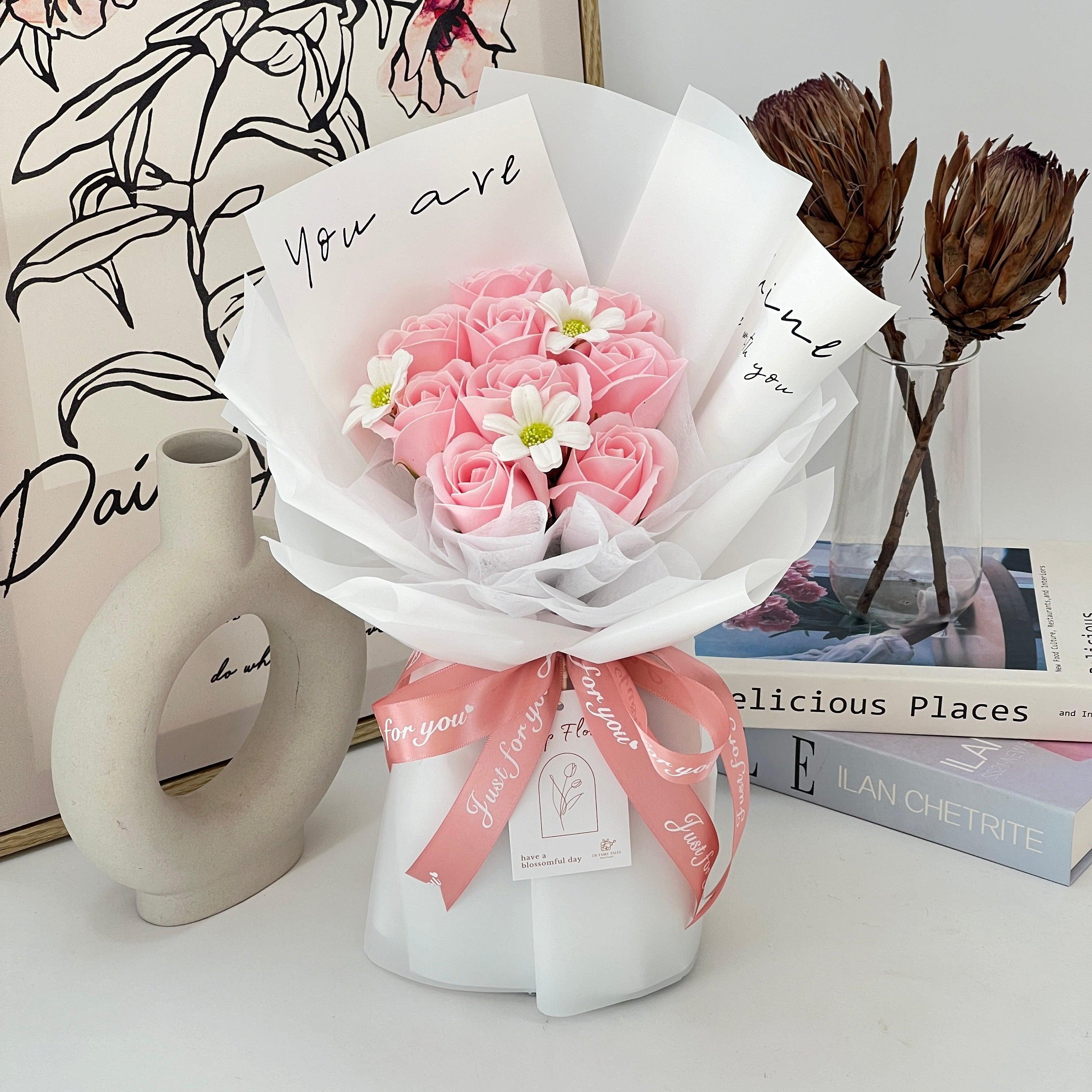 Angel's Delight - Soap Flower Bouquet-Soap Flower-9 stalks-Pink-1-De Fairy Tales