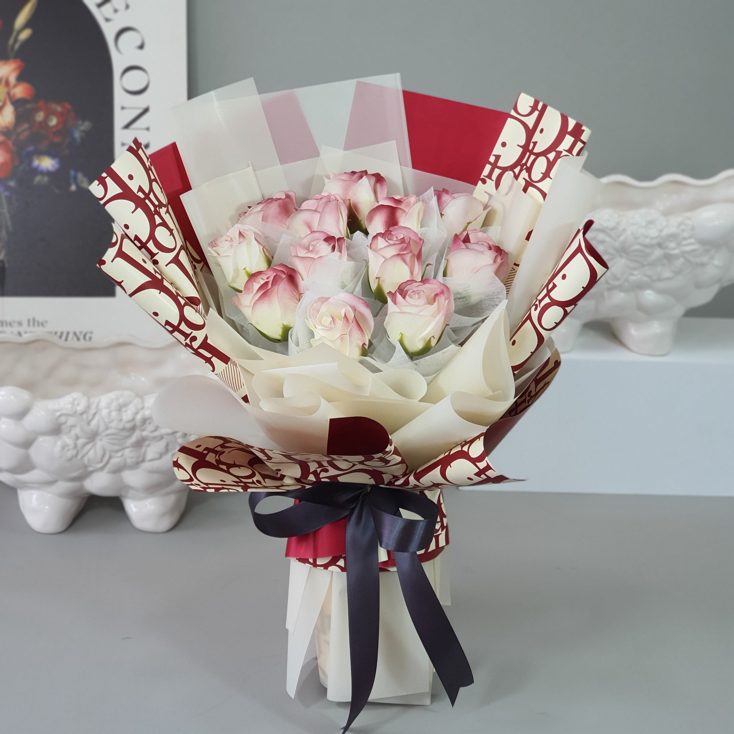 Azure Affection - Soap Flower Bouquet-Soap Flower-12 stalks-Red-DeFairy Tales