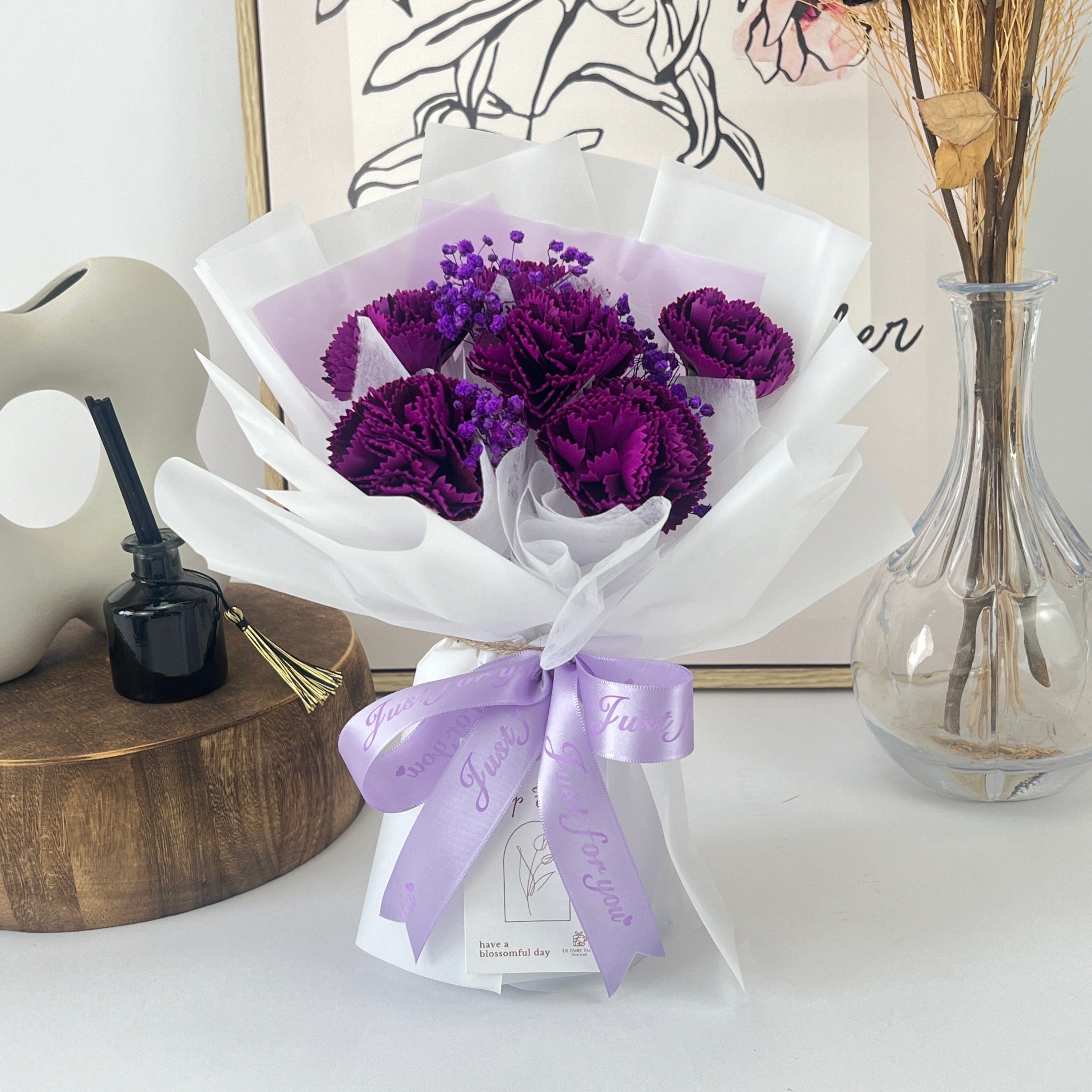 Blissful - Soap Flower Bouquet-Soap Flower-6 stalks-Purple-2-DeFairy Tales