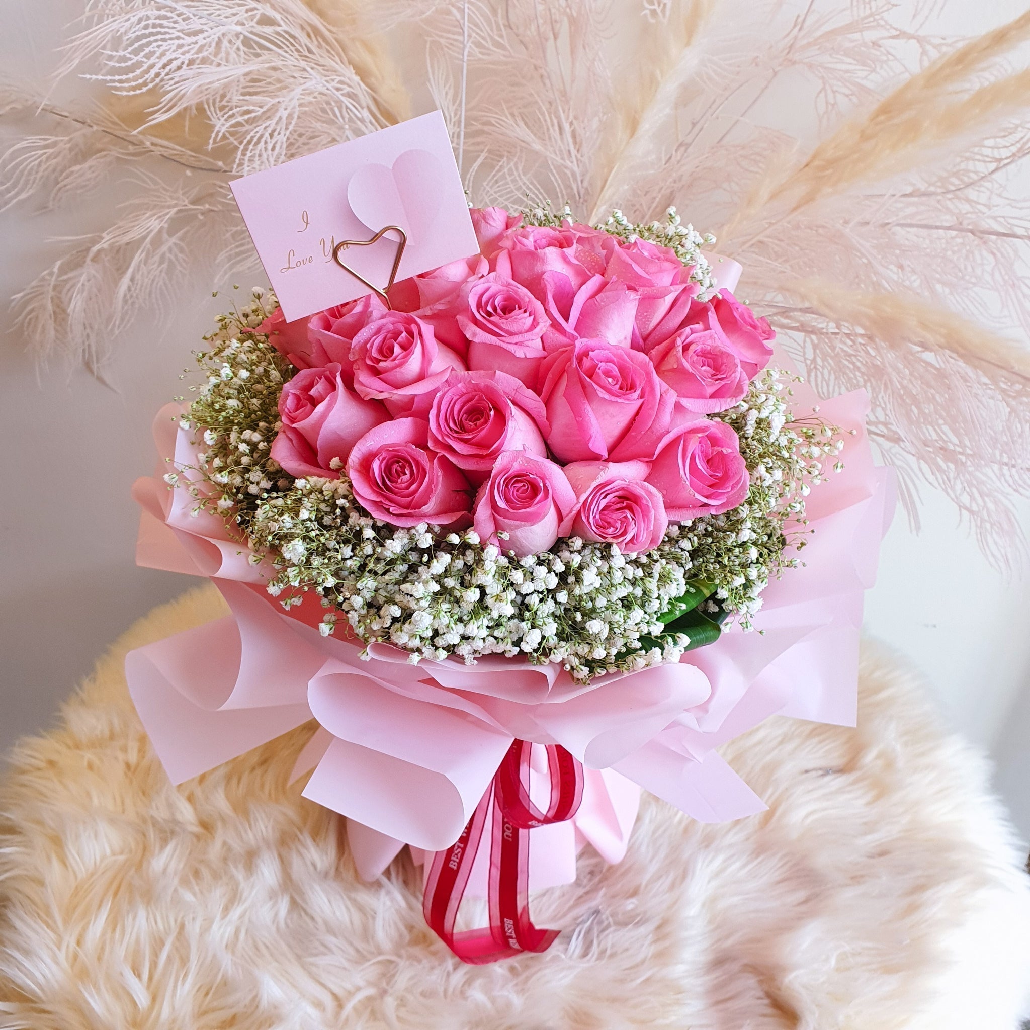 Brightly Love - Fresh Flower Bouquet-Fresh Flower-20 stalks-Pink-DeFairy Tales
