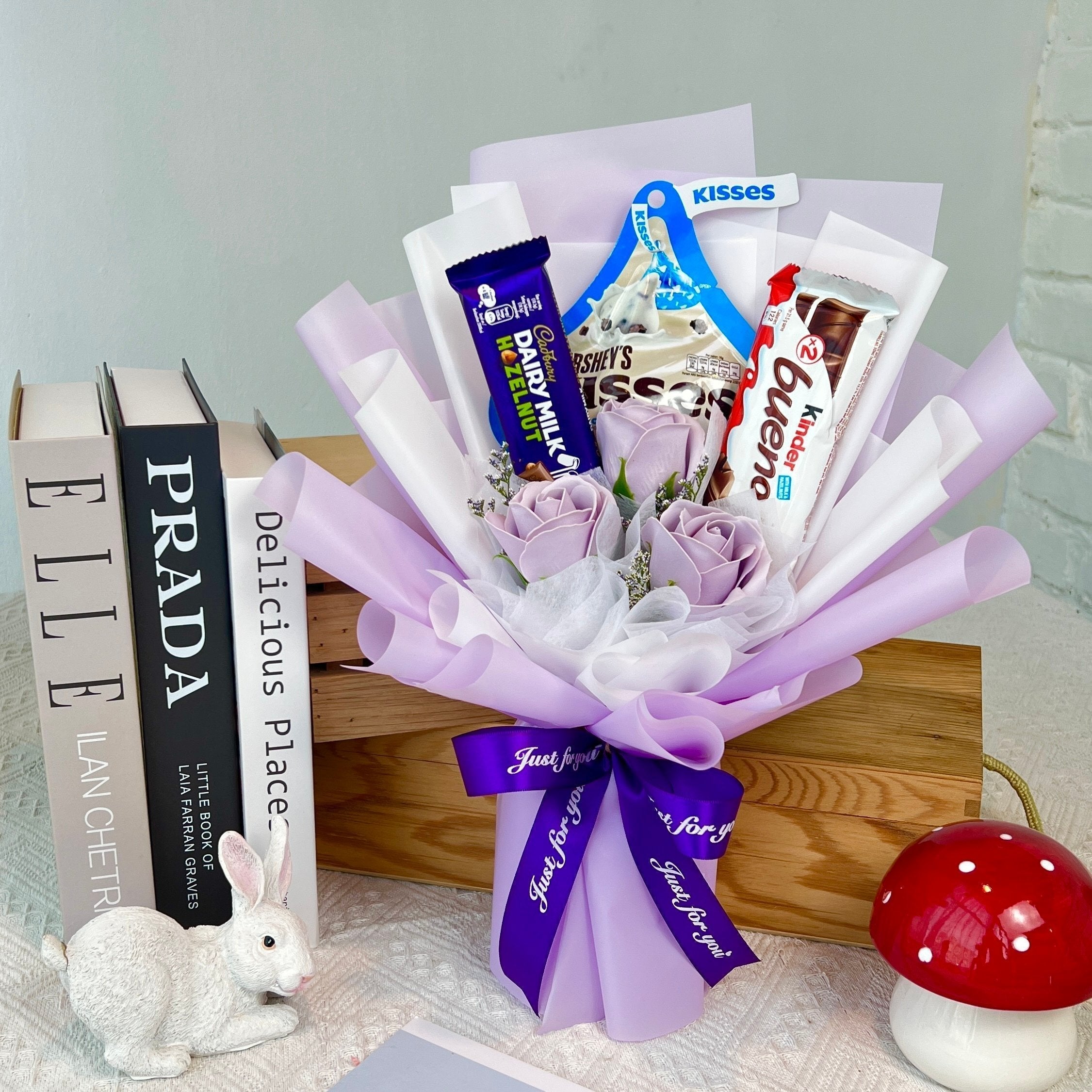 Chocolate Affair - Soap Flower Fusion Bouquet-Soap Flower-3 stalks-Purple-DeFairy Tales