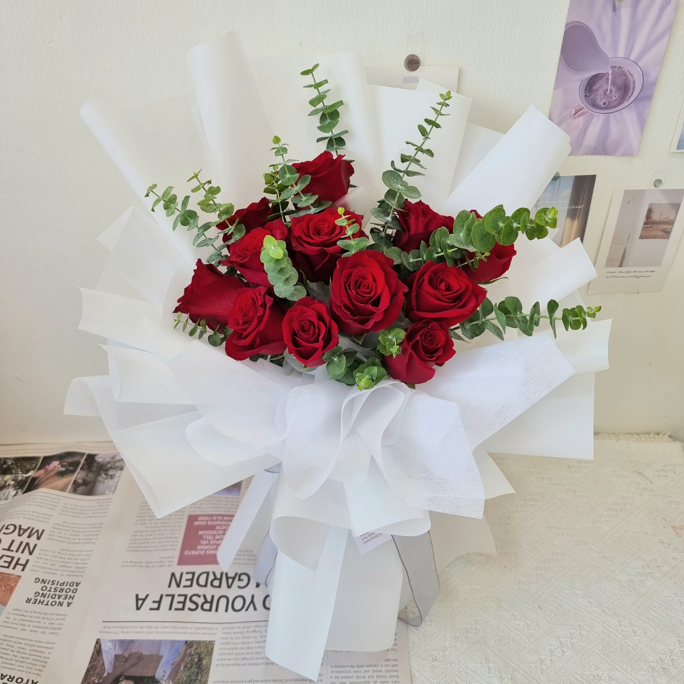 Elegance - Fresh Flower Bouquet-Fresh Flower-12 stalks-Red-DeFairy Tales