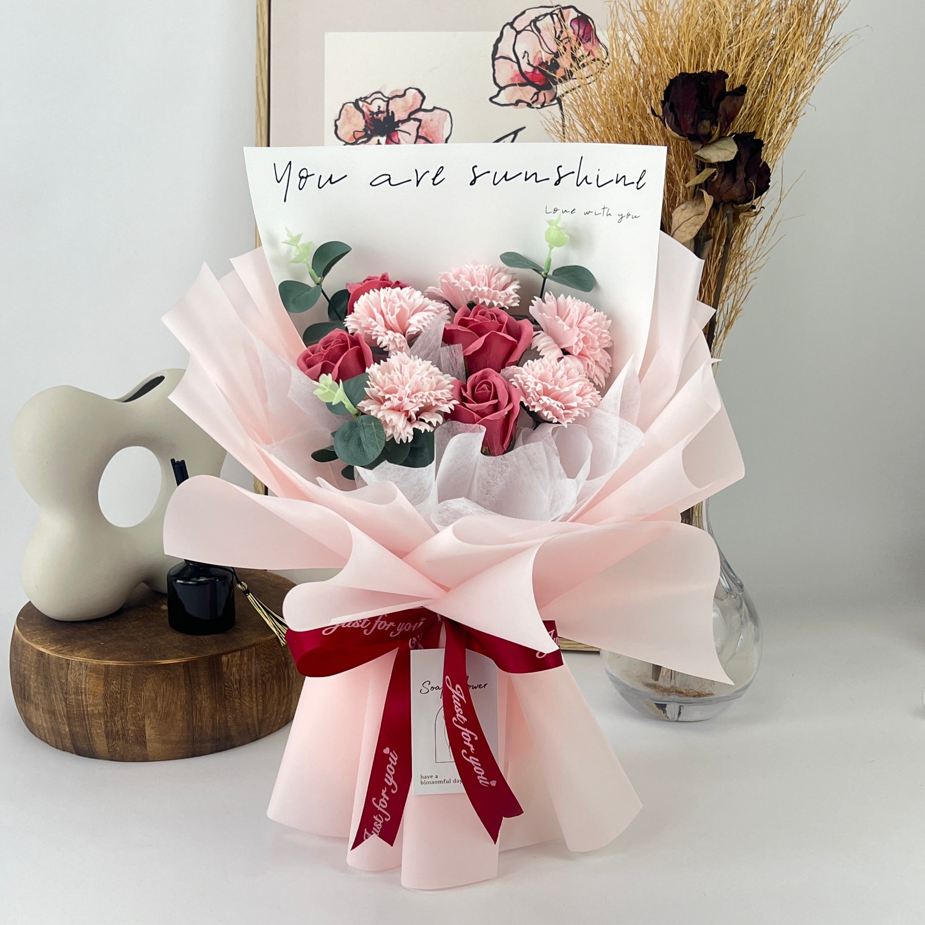 Embrace of Love - Soap Flower Bouquet-Soap Flower-10 stalks-Pink-1-DeFairy Tales
