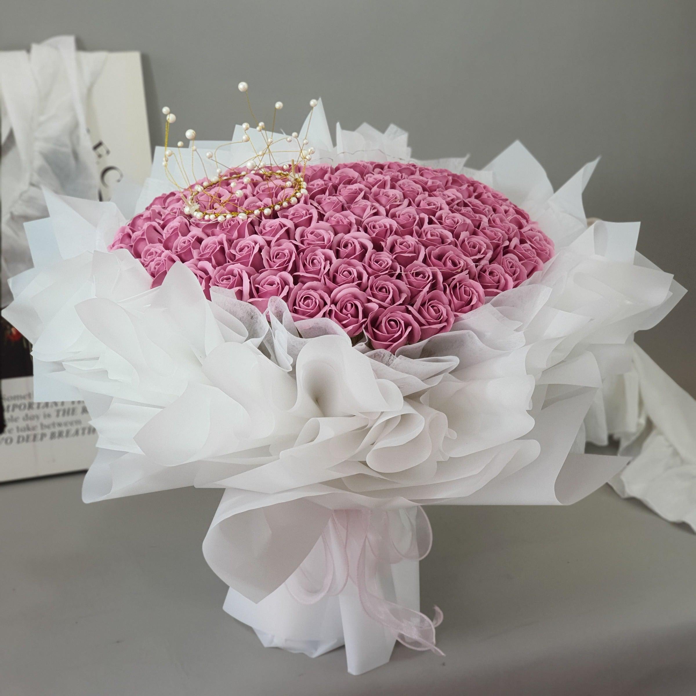 Everlasting Amore - Soap Flower Bouquet-Soap Flower-99 stalks-Purple-De Fairy Tales