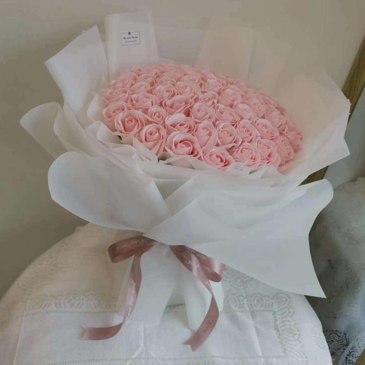 Everlasting Elegance - Soap Flower Bouquet-Soap Flower-Pink-99 stalks-1-DeFairy Tales