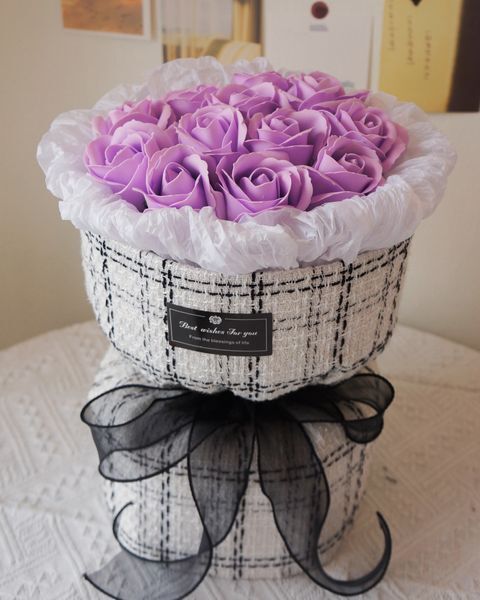 Exquisite Chanel - Soap Flower Bouquet-Soap Flower-12 stalks-Purple-1-DeFairy Tales