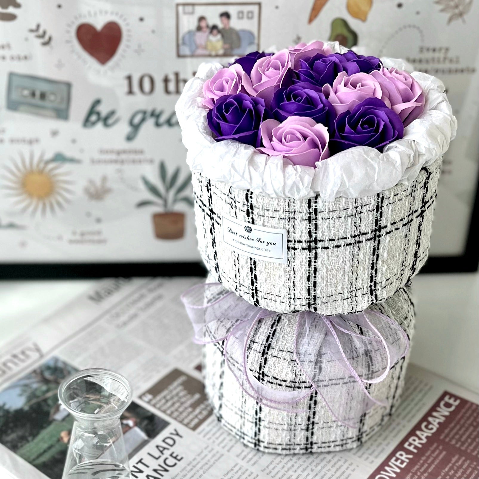 Exquisite Chanel - Soap Flower Bouquet-Soap Flower-12 stalks-Purple-2-DeFairy Tales