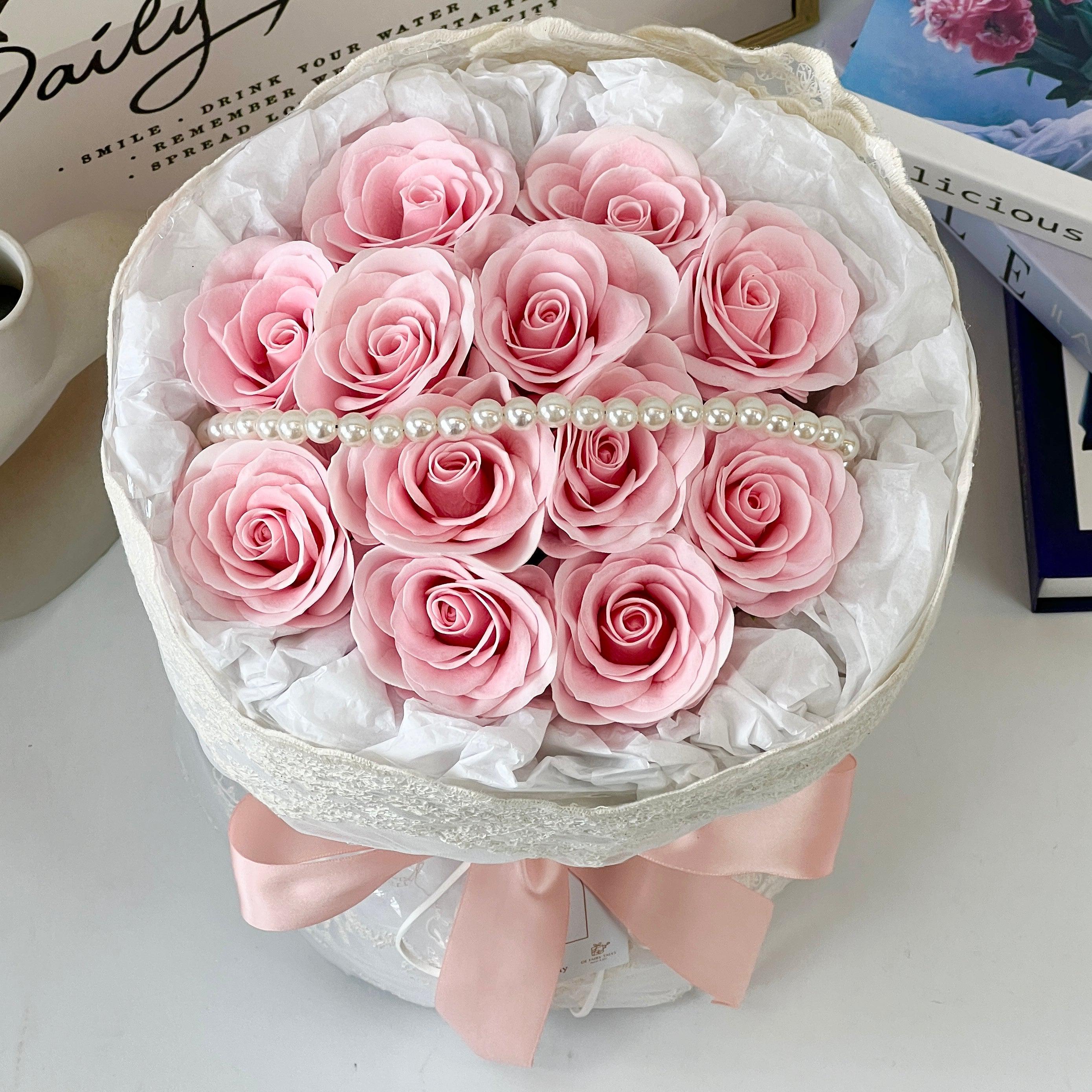 Fluttering Love - Seven Layer Soap Flower Bouquet-Soap Flower-12 stalks-Pink-De Fairy Tales