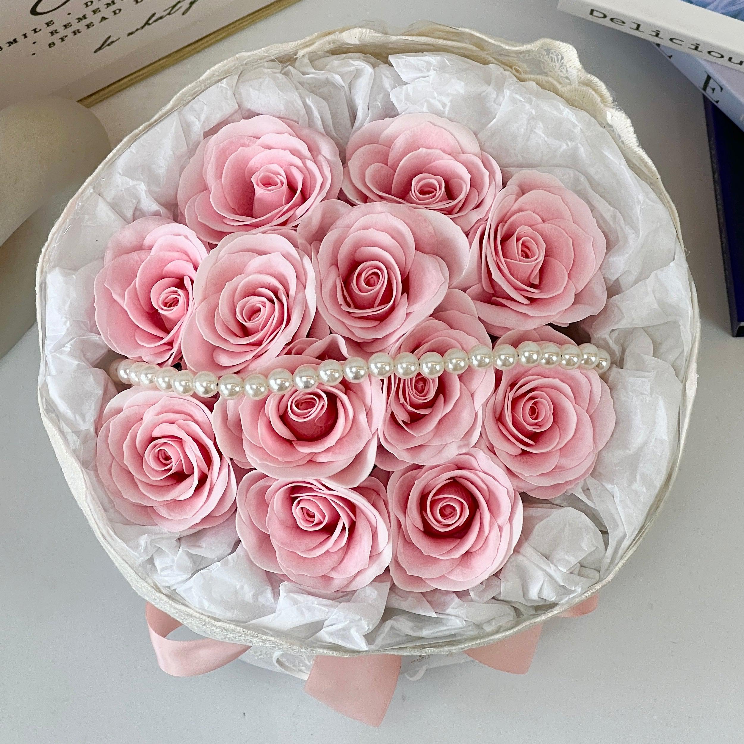 Fluttering Love - Seven Layer Soap Flower Bouquet-Soap Flower-12 stalks-Pink-De Fairy Tales