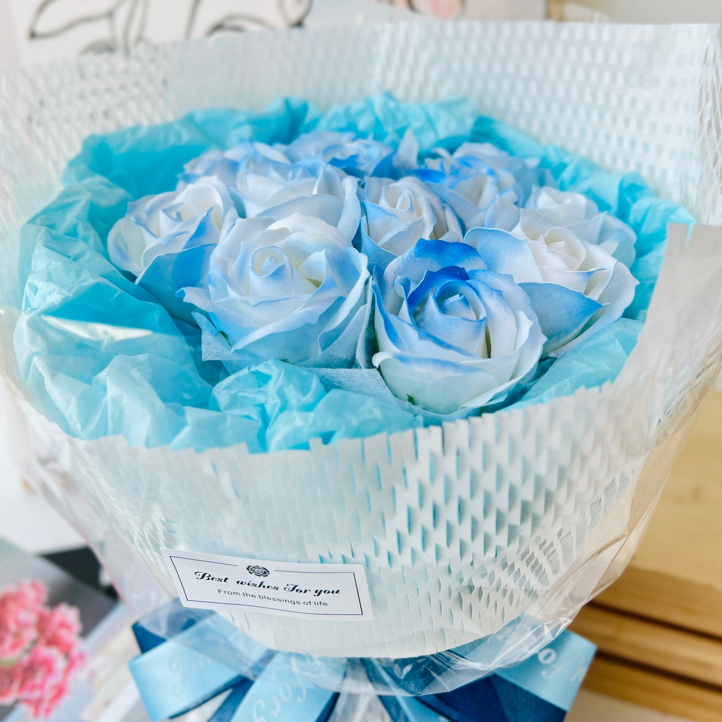 Genteel Love - Soap Flower Bouquet-Soap Flower-12 stalks-Blue-DeFairy Tales