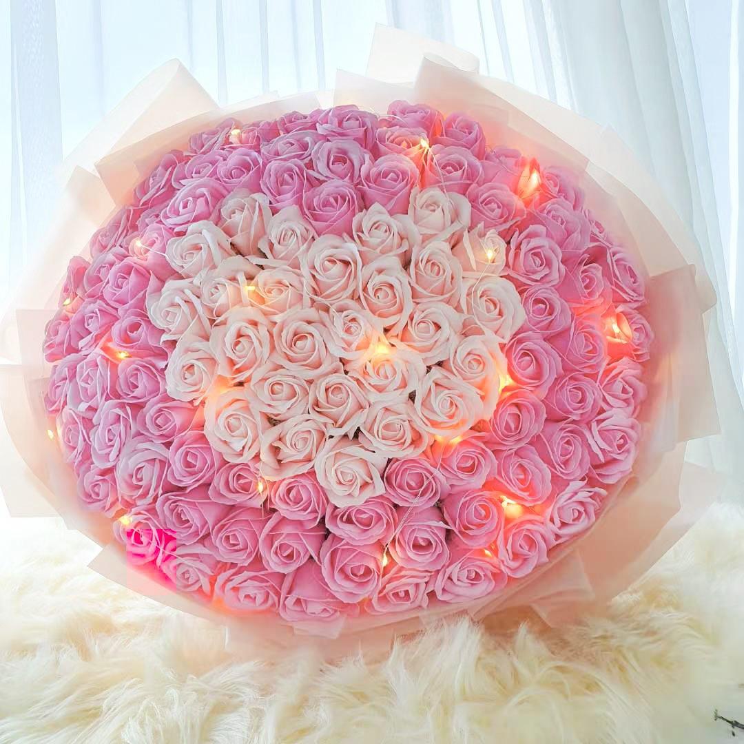 Infinite Devotion - Soap Flower Bouquet-Soap Flower-99 stalks-Pink-De Fairy Tales