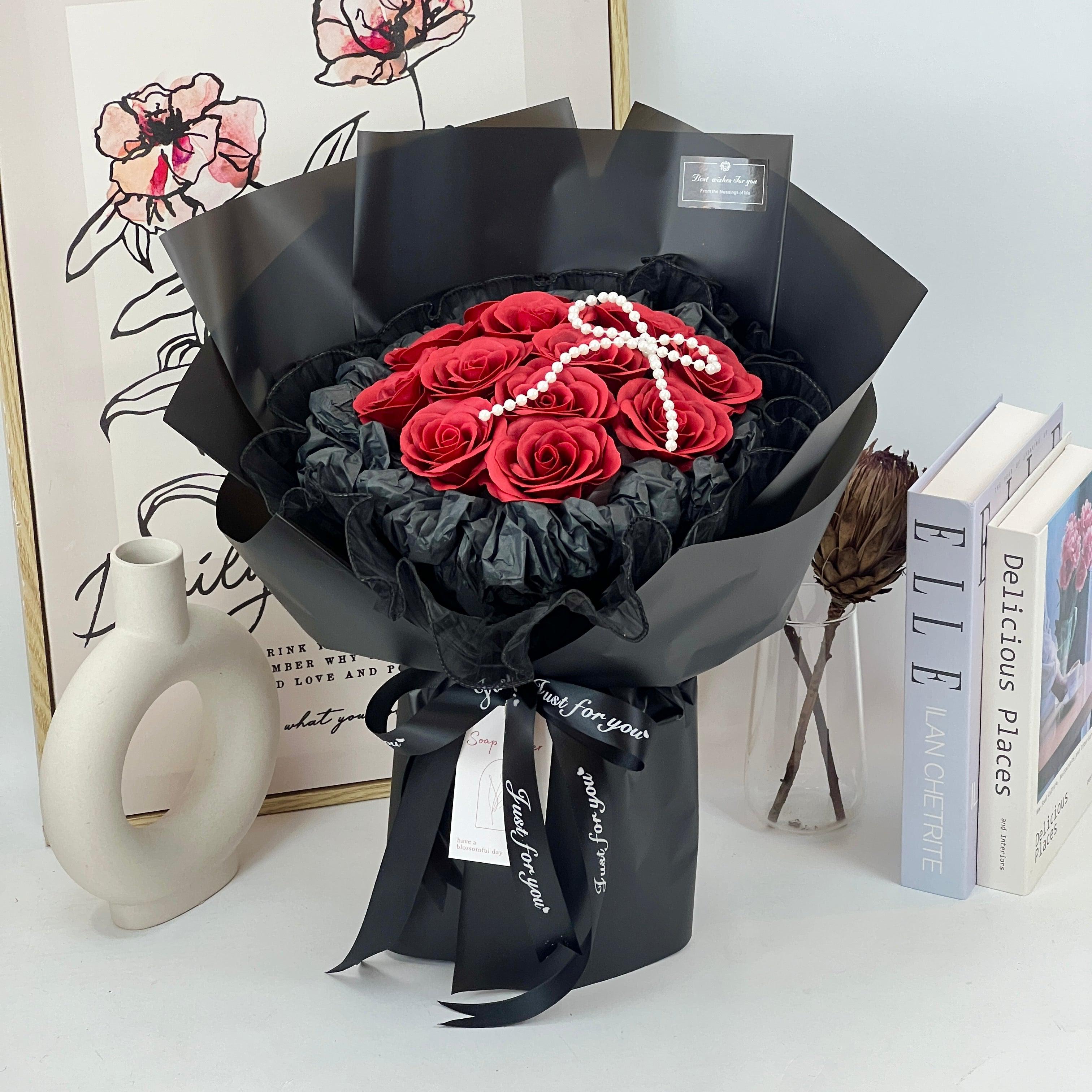 Mirage - Soap Flower Bouquet-Soap Flower-12 stalks-Red-De Fairy Tales