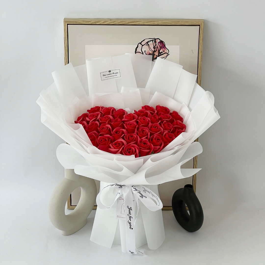 Radiant Springtime - Soap Flower Bouquet-Soap Flower-33 stalks-Red-1-De Fairy Tales