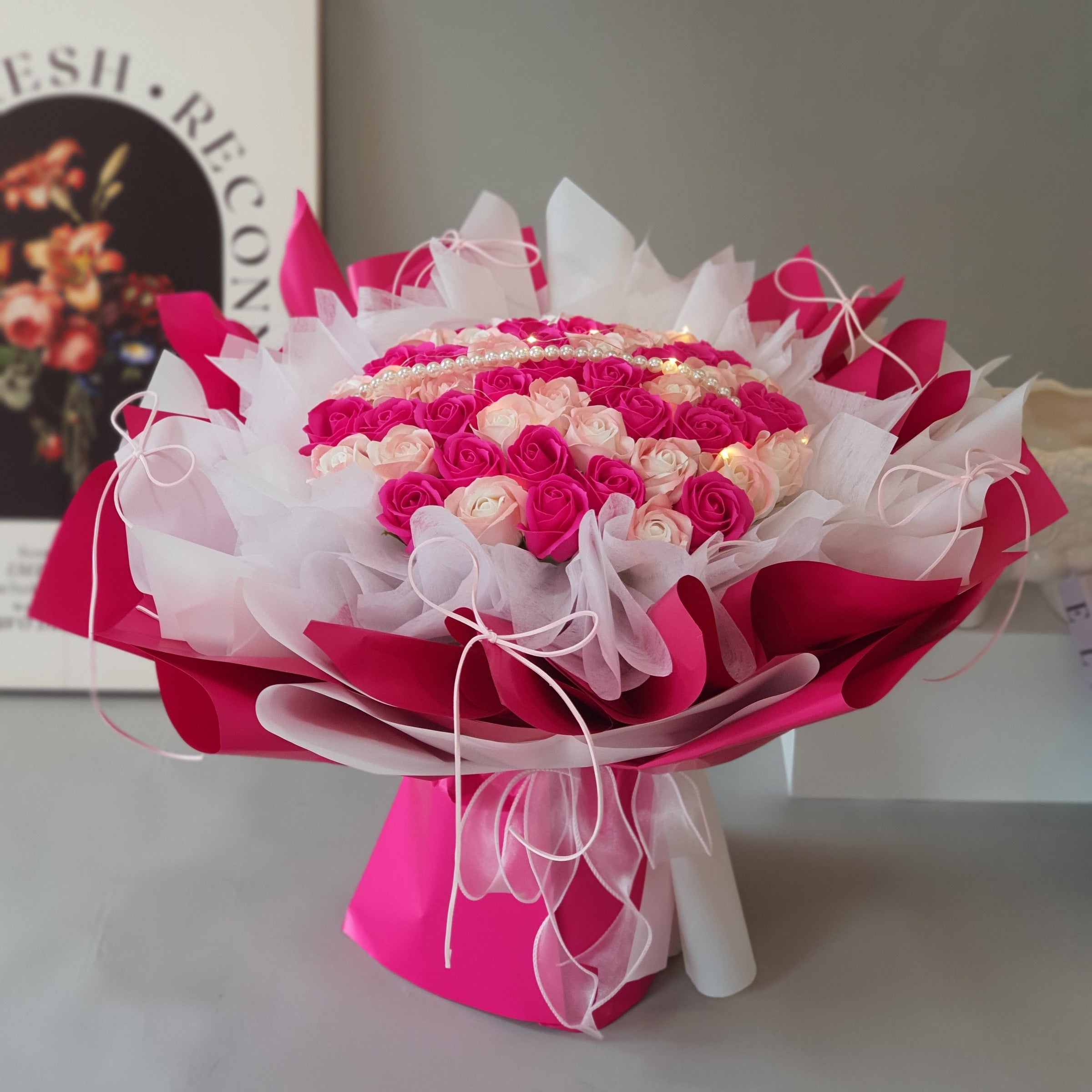 Roseate Reverie - Soap Flower Bouquet-Soap Flower-DeFairy Tales