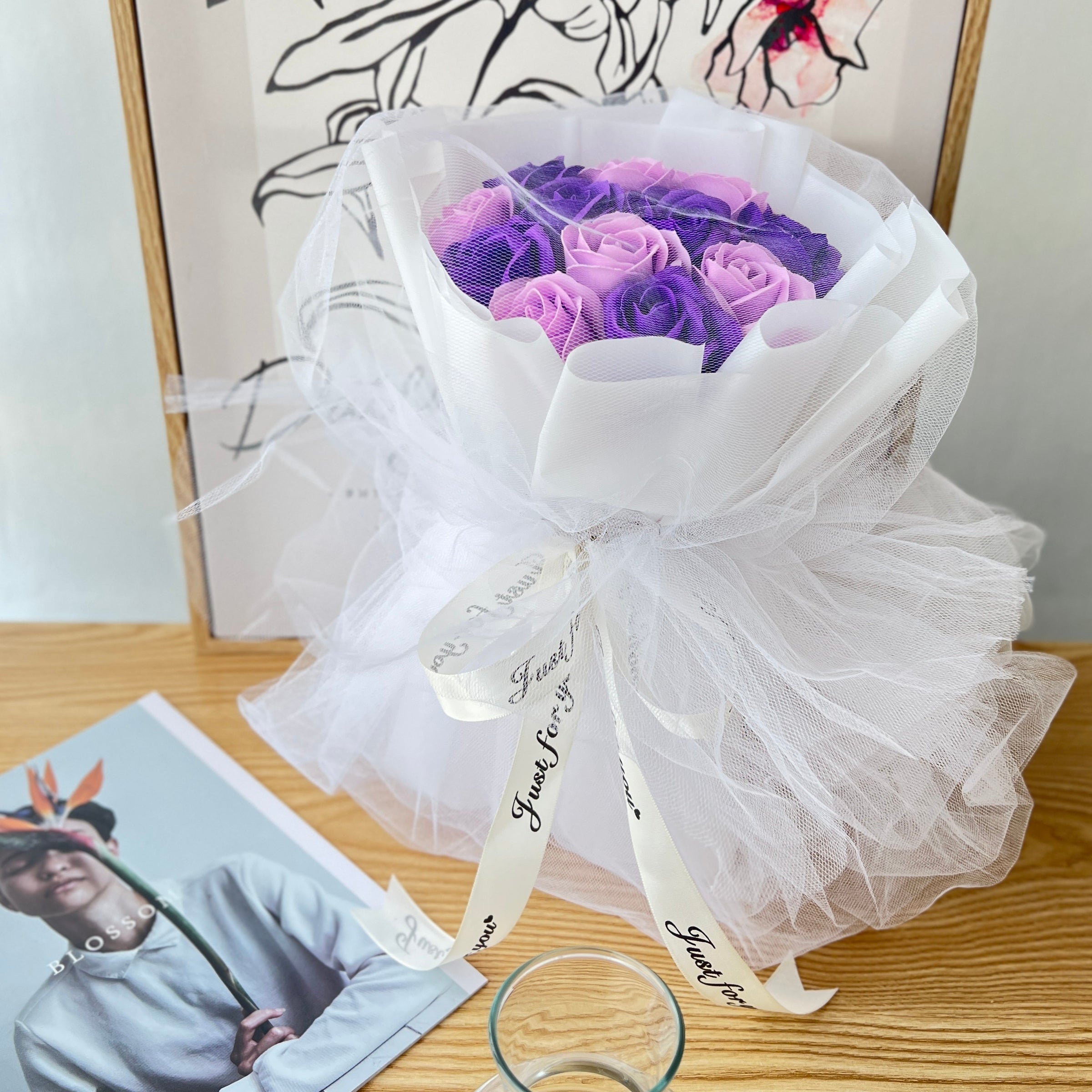 Serenity of Affection - Soap Flower Bouquet-Soap Flower-12 stalks-Purple-DeFairy Tales
