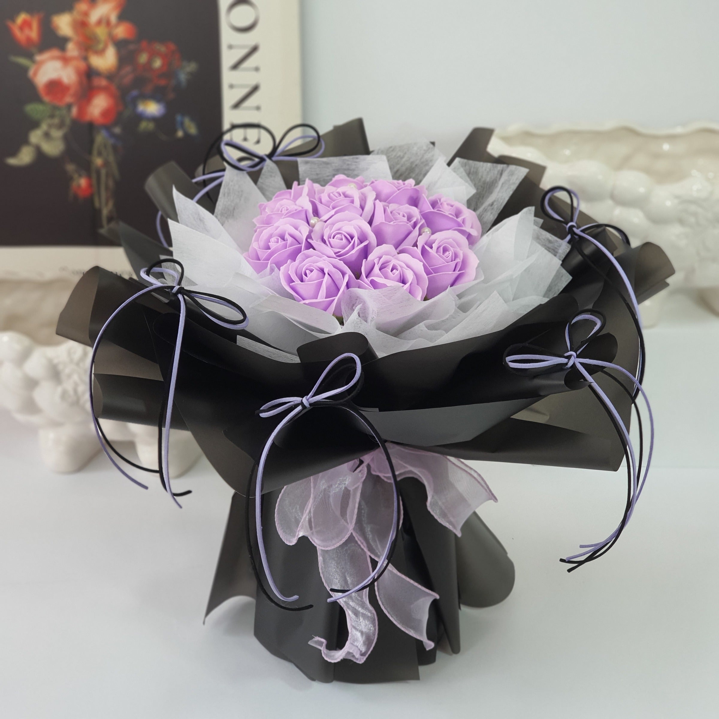 Velvet Vows - Soap Flower Bouquet-Soap Flower-12 stalks-Purple-DeFairy Tales