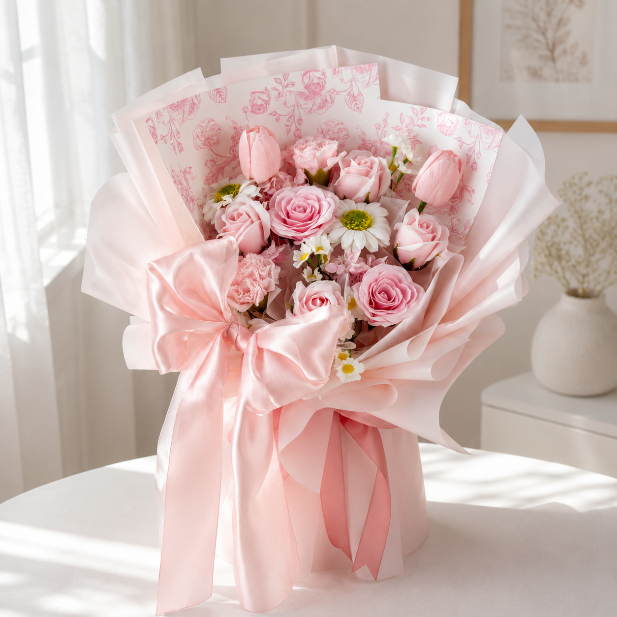 Blooming Bow - Soap Flower Bouquet