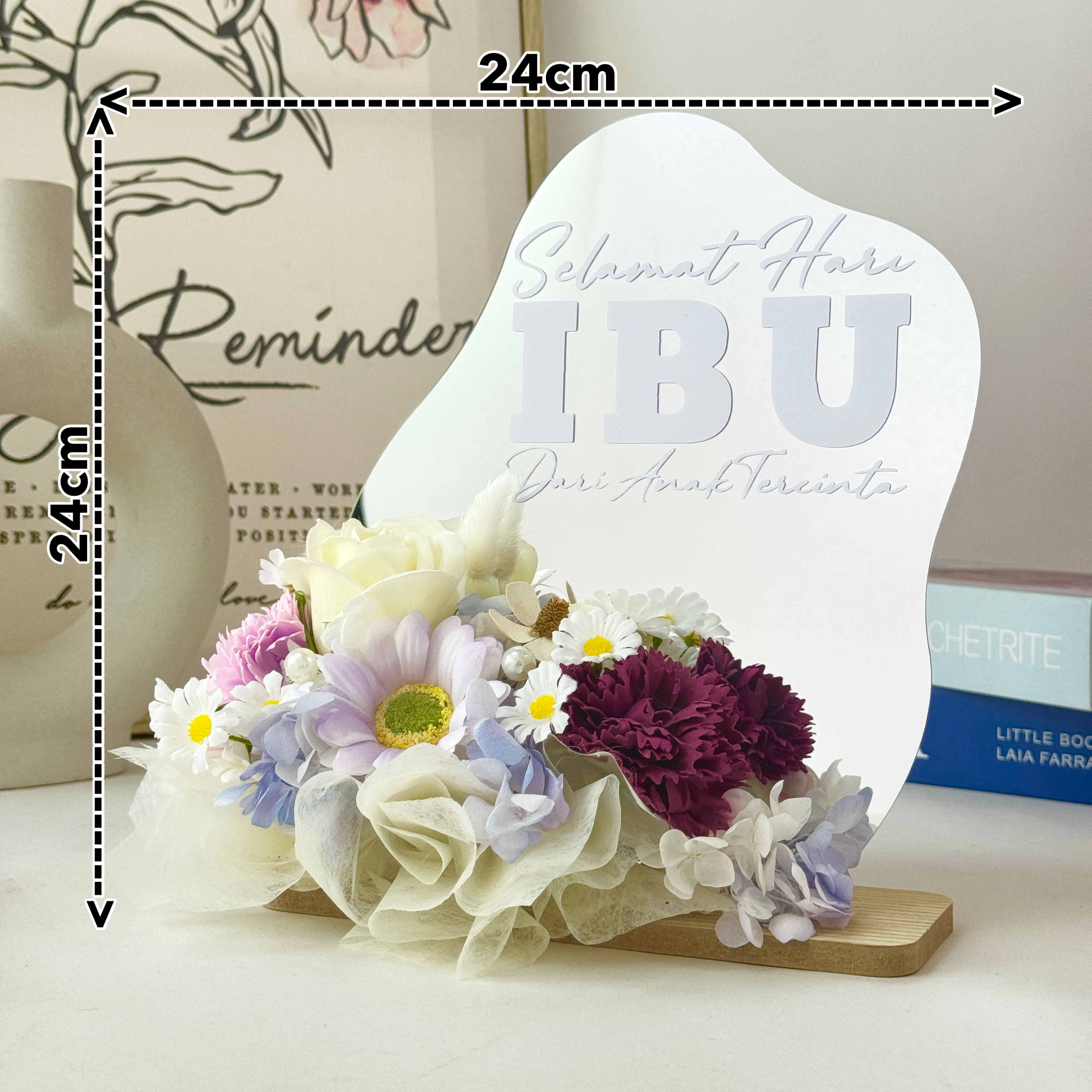 Gleam Grace Small Mirror Table - Artificial Flower