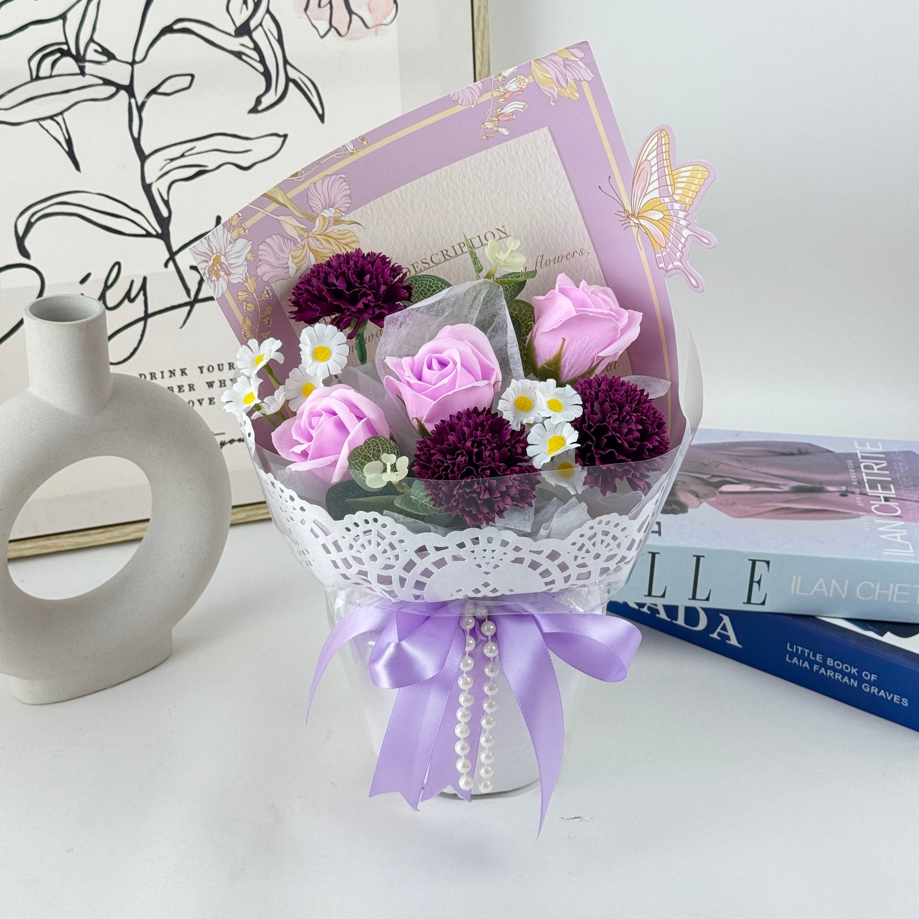 Pearly Butterfly - Soap Flower Bouquet