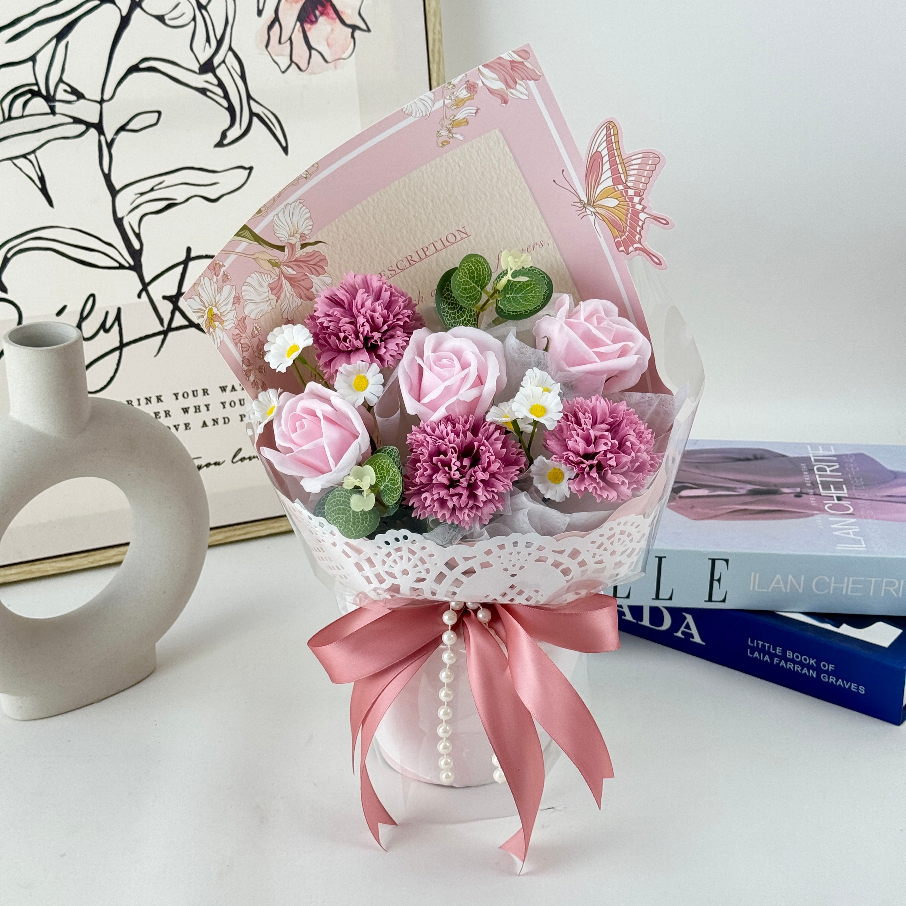 Pearly Butterfly - Soap Flower Bouquet