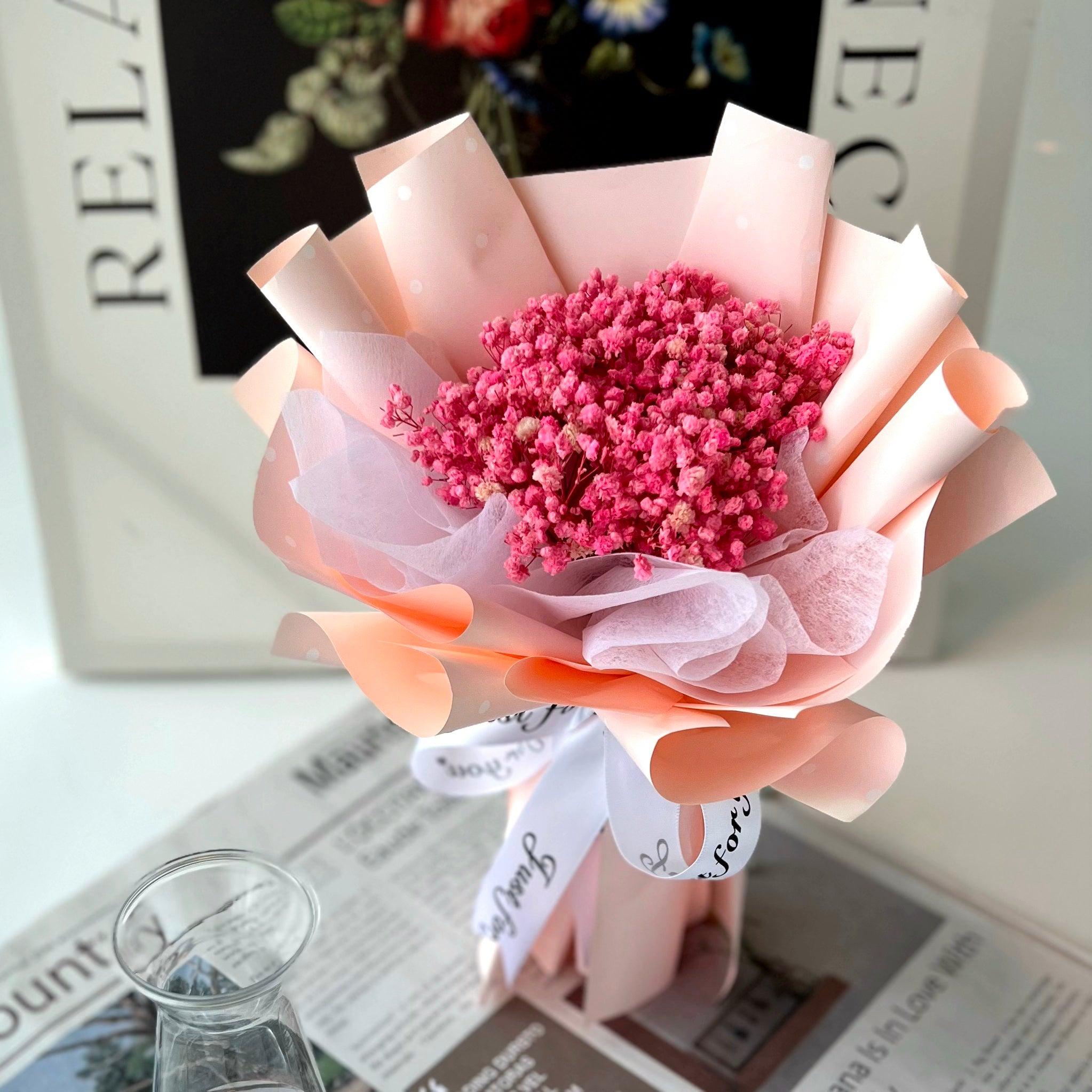 Delightful Dusk - Preserved Baby Breath Bouquet-Preserved Flower-XS-Pink-2-DeFairy Tales