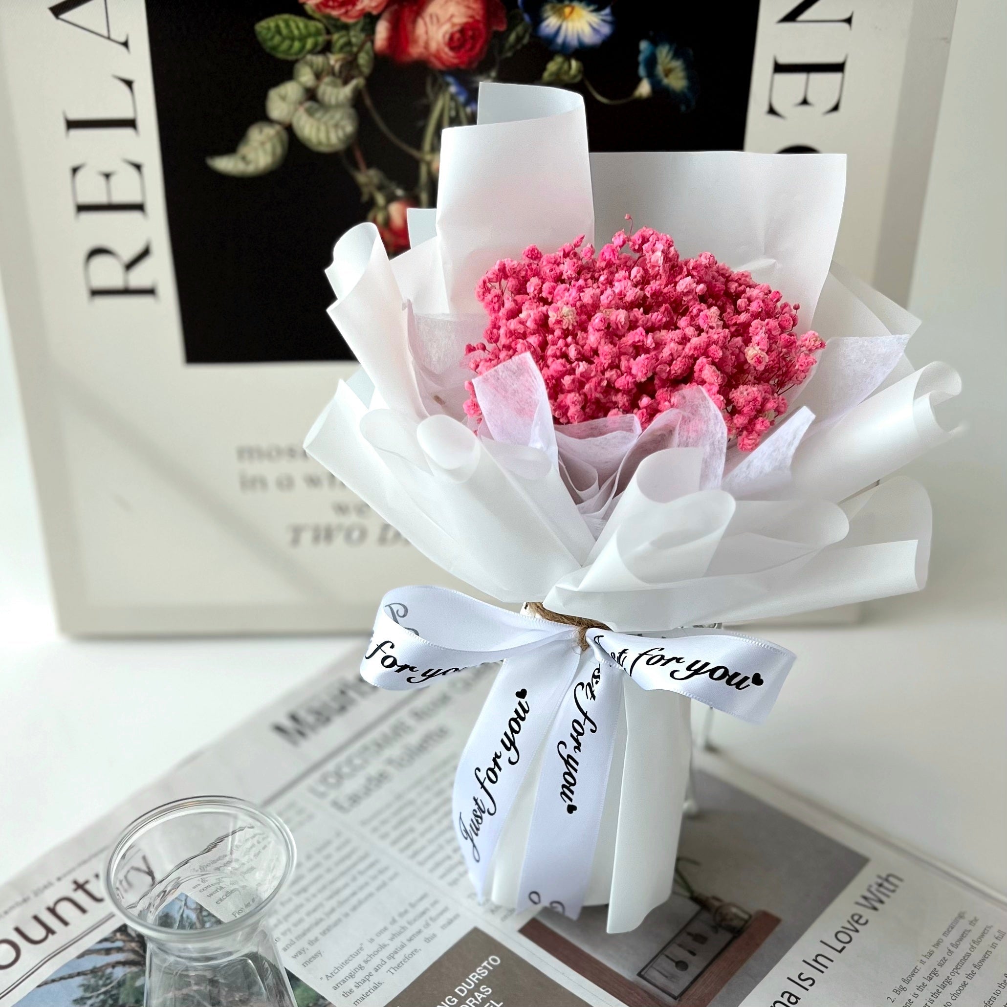 Delightful Dusk - Preserved Baby Breath Bouquet-Preserved Flower-XS-Pink-1-DeFairy Tales
