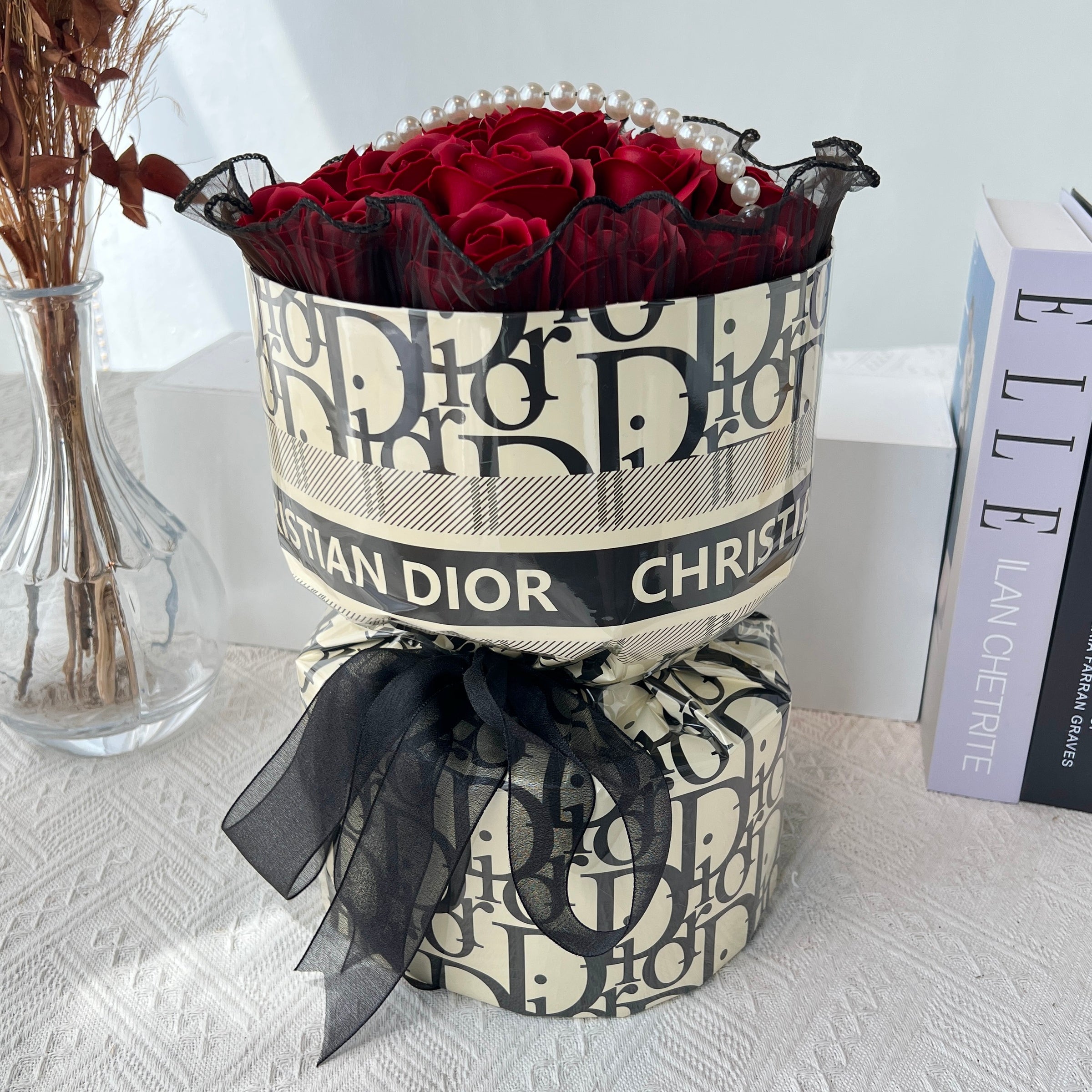 Exquisite Dior - Soap Flower Bouquet-Soap Flower-19 stalks-Red-1-DeFairy Tales