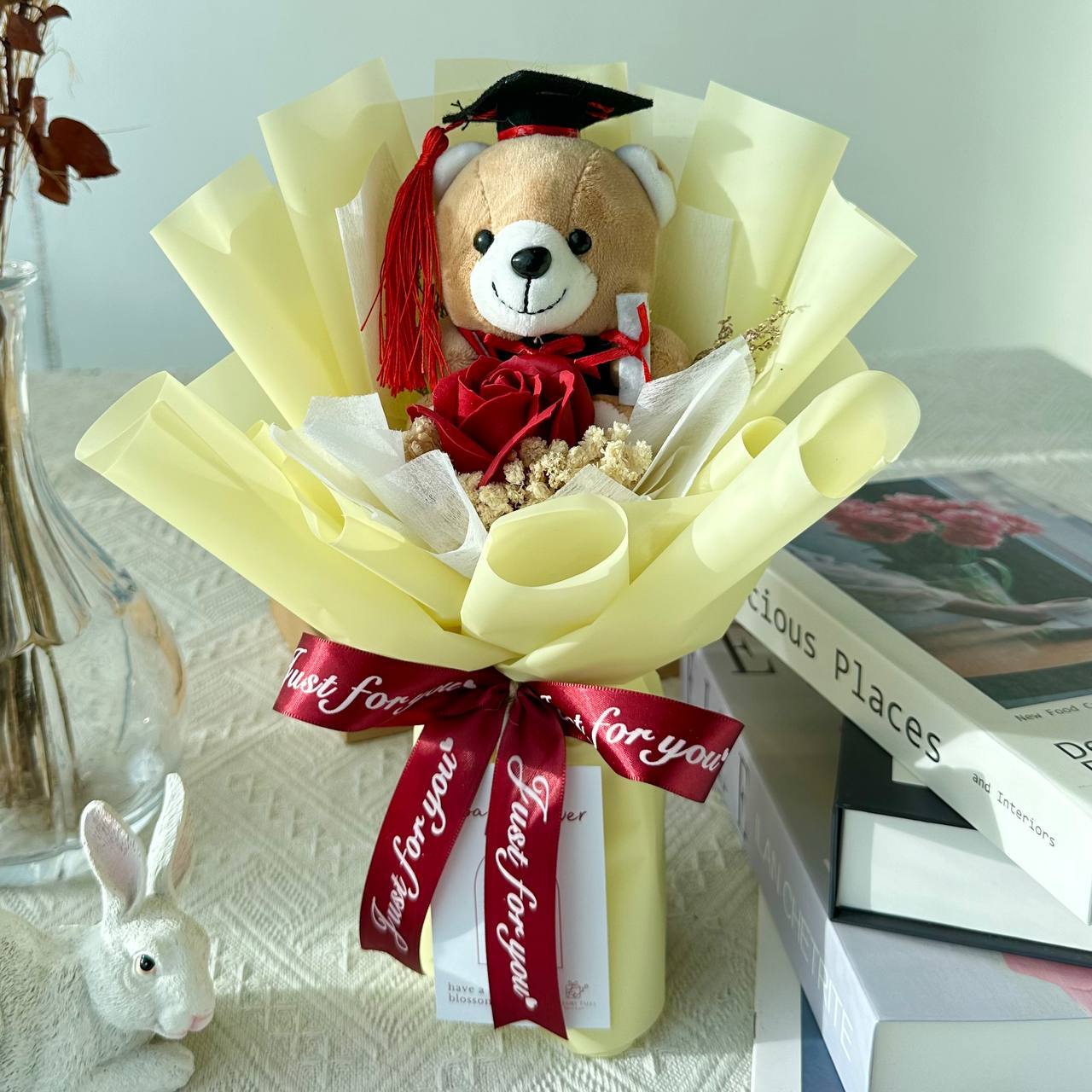 Graduation Glory - Soap Flower Fusion Bouquet-Soap Flower-1 stalk-Red-2-DeFairy Tales