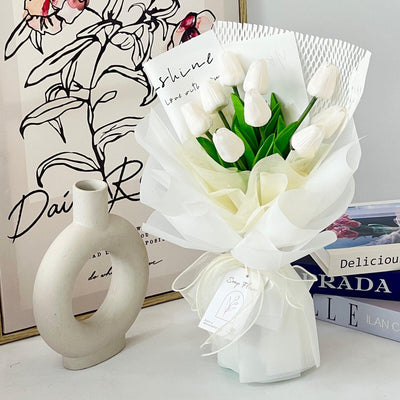 Heartfelt Moments - Soap Flower Bouquet-Soap Flower-9 stalks-White-De Fairy Tales