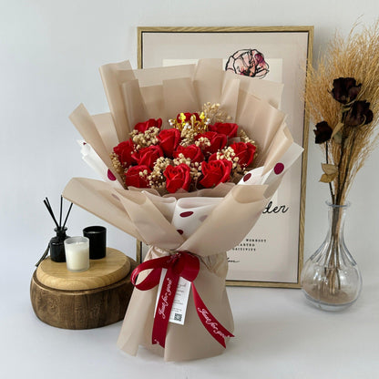 Lasting Embrace - Soap Flower Bouquet-Soap Flower-12 stalks-Red-1-De Fairy Tales