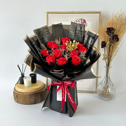 Lasting Embrace - Soap Flower Bouquet-Soap Flower-12 stalks-Red-2-De Fairy Tales