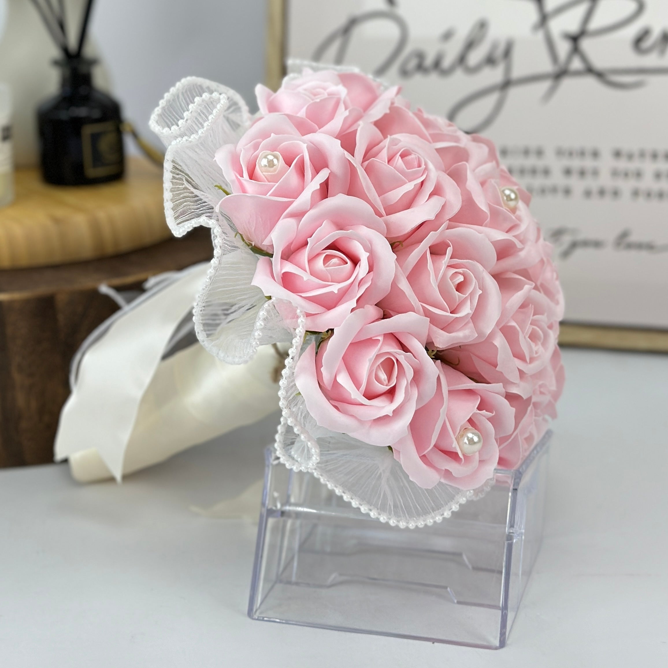Love Medley - Soap Roses Bridal Bouquet-Soap Flower-18 stalks-Pink-1-DeFairy Tales