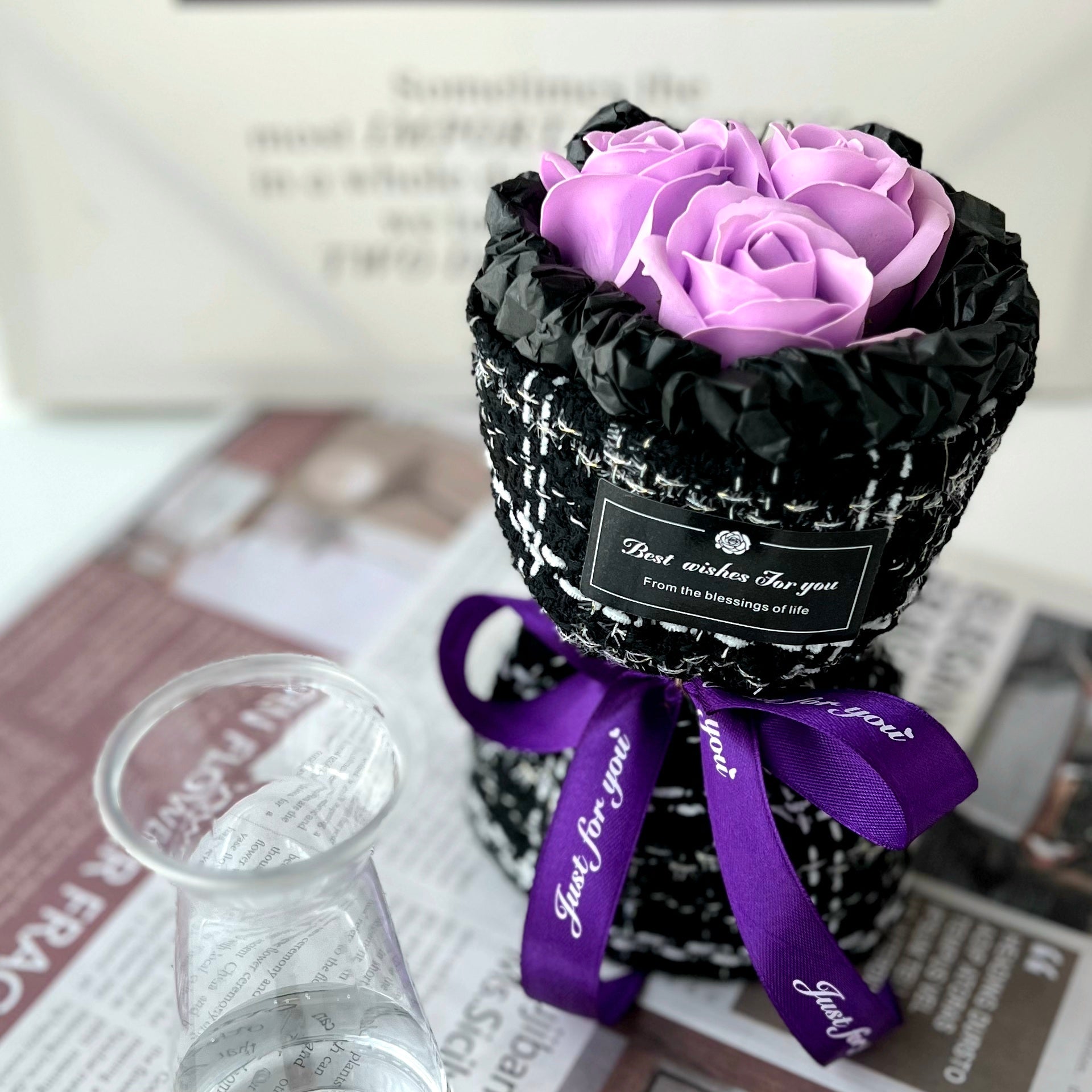 Mini Enchanted Garden - Soap Flower Bouquet-Soap Flower-3 stalks-Purple-1-DeFairy Tales