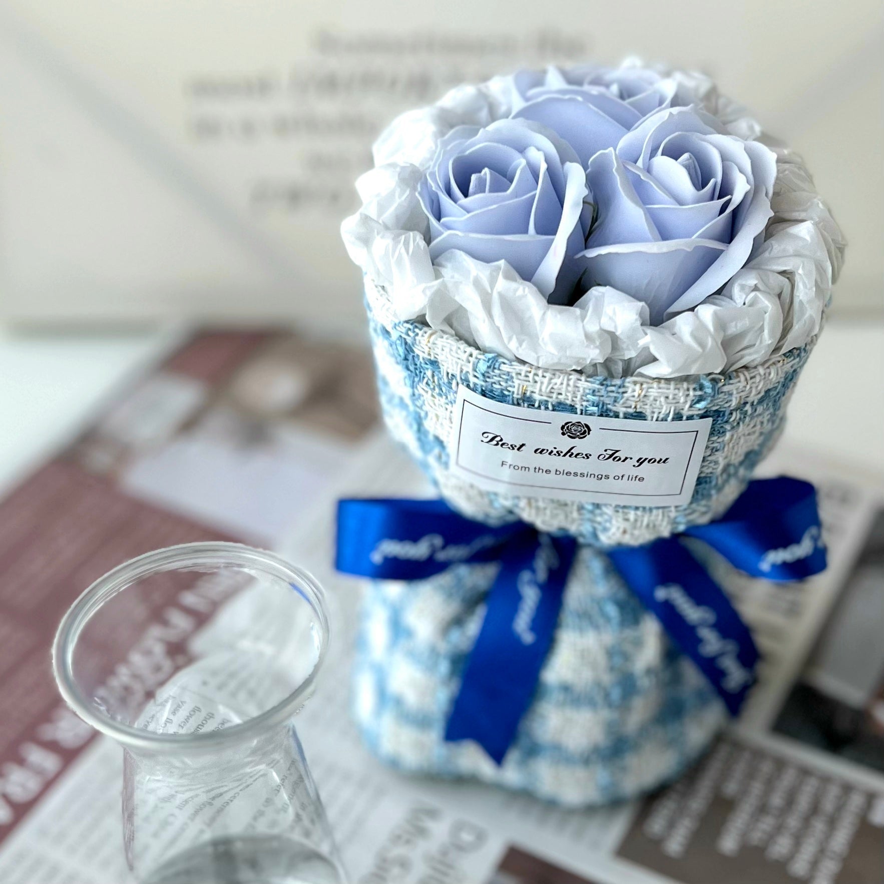 Mini Enchanted Garden - Soap Flower Bouquet-Soap Flower-3 stalks-Blue-1-DeFairy Tales