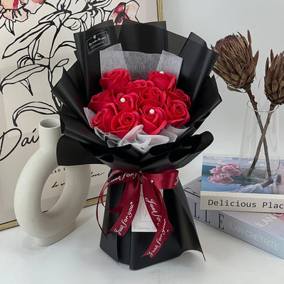 Pearl Elegance - Soap Flower Bouquet-Soap Flower-12 stalks-Red-2-De Fairy Tales