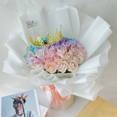 Rainbow Of Love - Soap Rose Bouquet-Soap Flower-33 stalks-Mix-De Fairy Tales