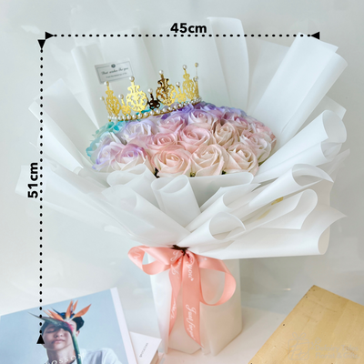 Rainbow Of Love - Soap Rose Bouquet-Soap Flower-33 stalks-Mix-De Fairy Tales