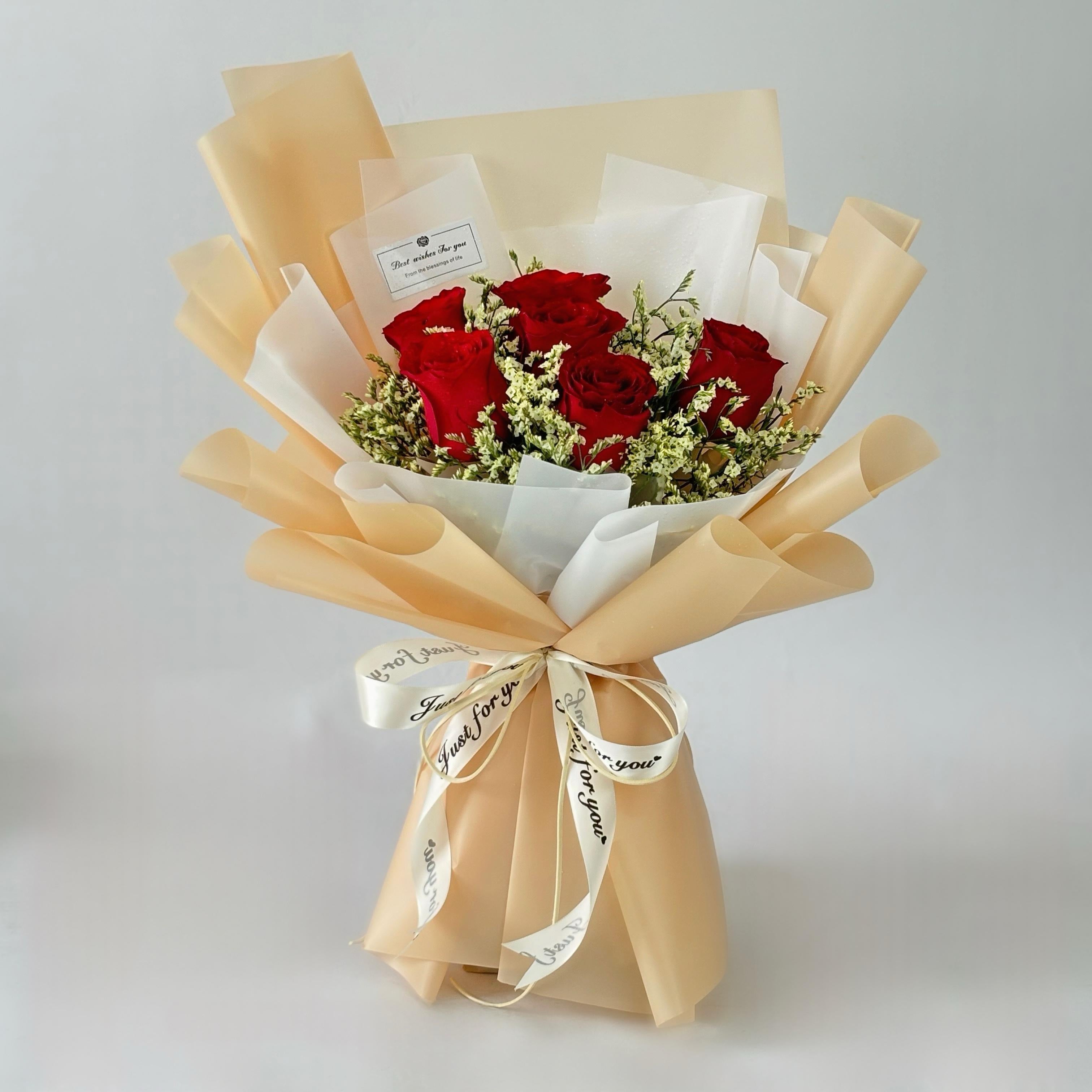 Rhapsody Of Romance - Fresh Flower Bouquet-Fresh Flower-6 stalks-Red-DeFairy Tales