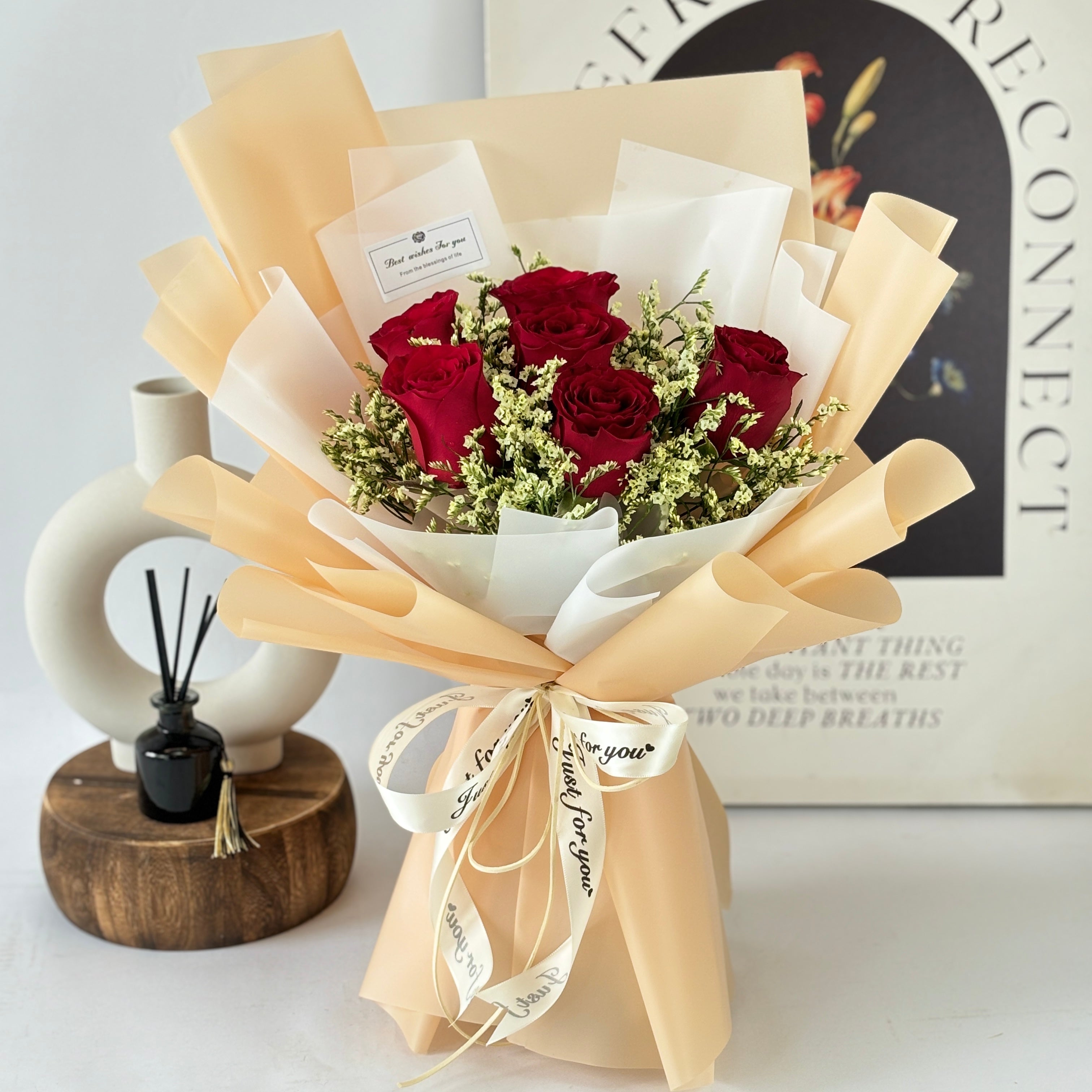 Rhapsody Of Romance - Fresh Flower Bouquet-Fresh Flower-6 stalks-Red-DeFairy Tales