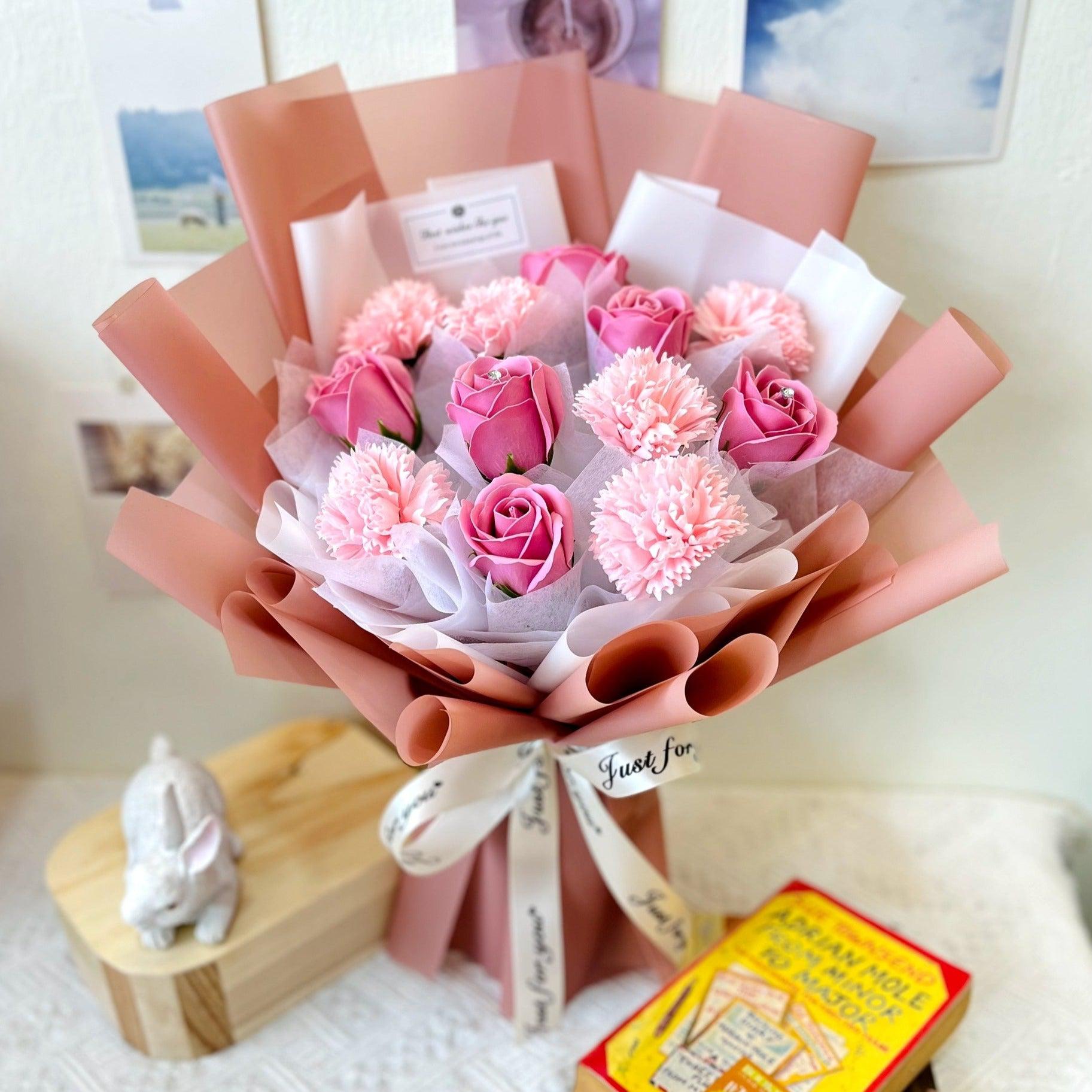 Sensual Elegance - Soap Flower Bouquet-Soap Flower-12 stalks-Pink-1-DeFairy Tales