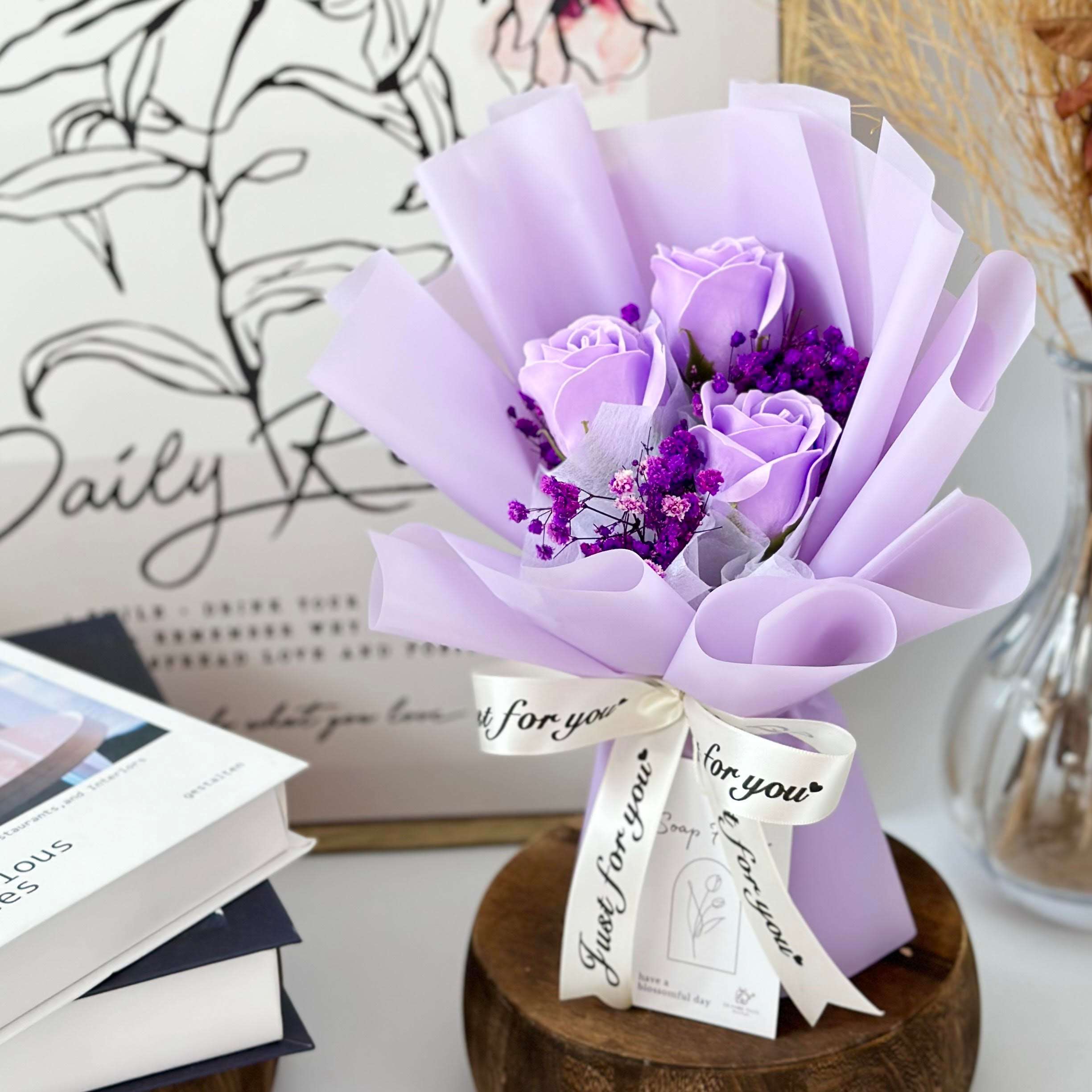Serene Love - Soap Flower Bouquet-Soap Flower-3 stalks-Purple-DeFairy Tales