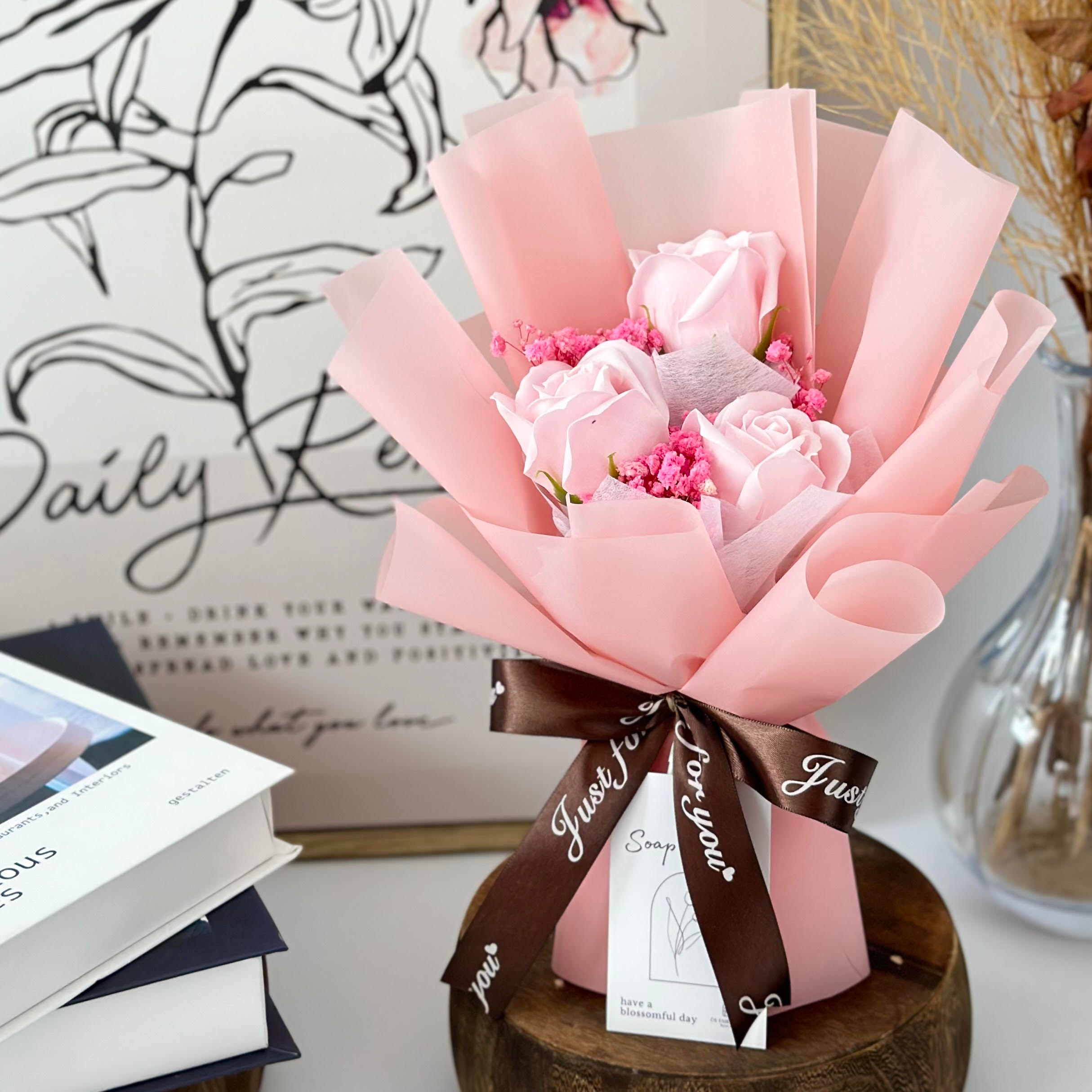 Serene Love - Soap Flower Bouquet-Soap Flower-3 stalks-Pink-DeFairy Tales