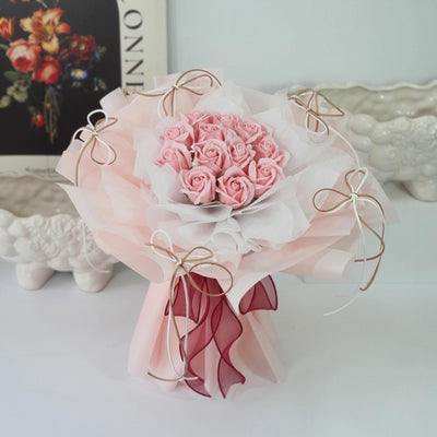 Velvet Vows - Soap Flower Bouquet-Soap Flower-12 stalks-Pink-De Fairy Tales